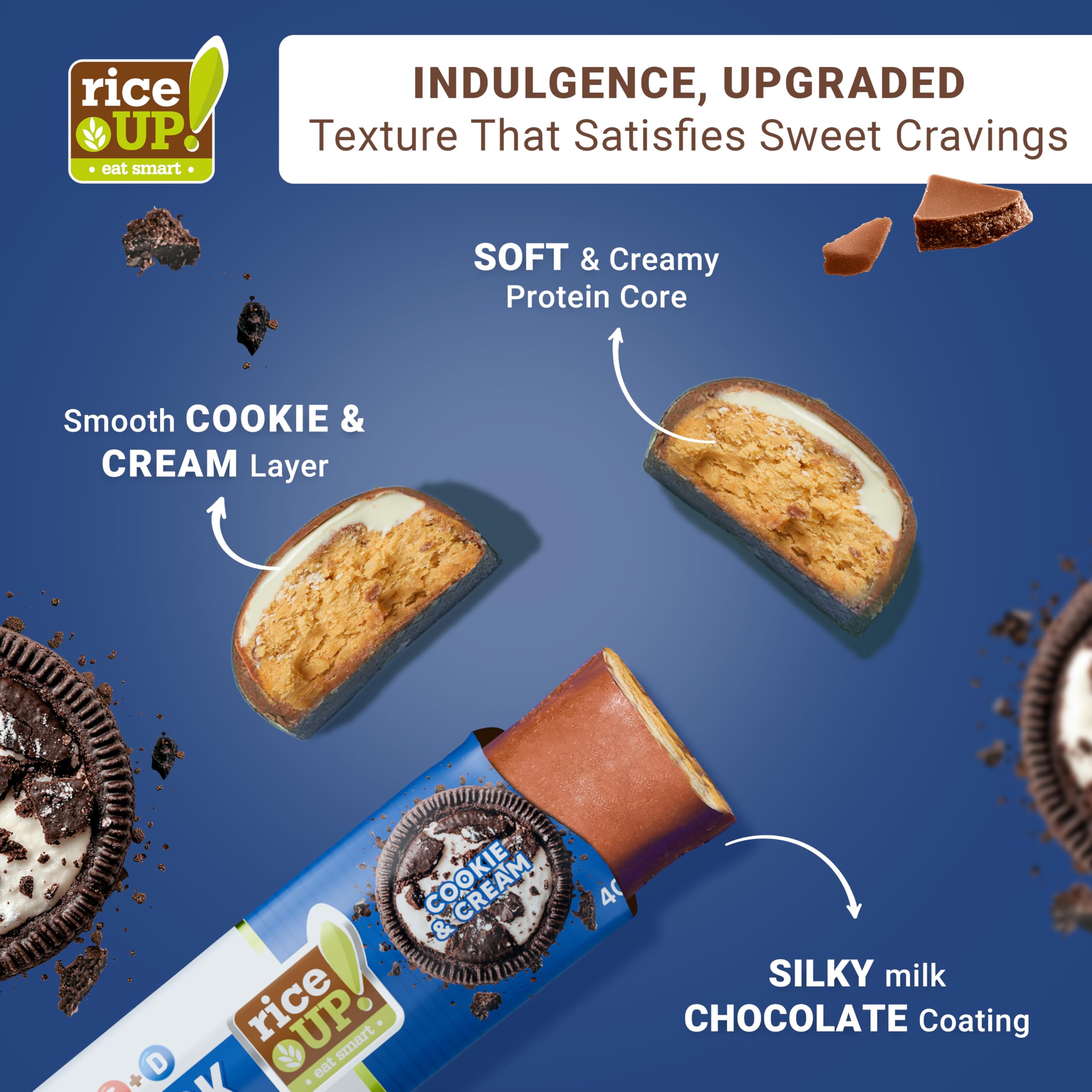 RiceUP! Barre Proteinee | Cookie & Cream, Framboise | 30 x 40 g