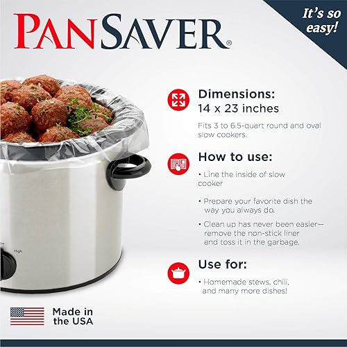 Miniatura 5 de PanSaver Revestimientos para olla de cocción lenta  Forros desechables para limpieza instantánea sin fregar  Se adapta a 3-6 cuartos de galón, 4