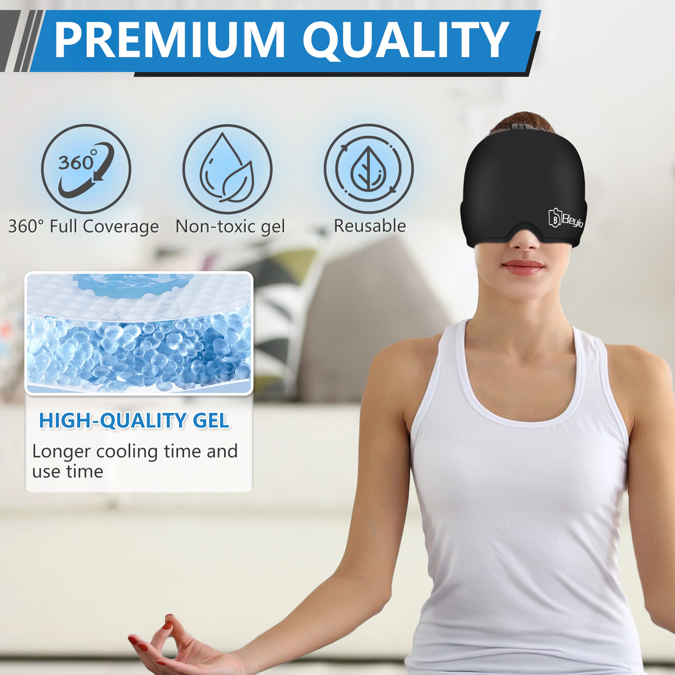 Migraine Cap, All Around Gel Covered Headache Cap, Reusable Cold Cap — Amazon image 4