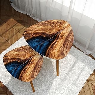 Nesting Tables Set of 2 Texture Wooden Table epoxy Resin Modern Minimalist Side Table Triangle End Tables Center Small Coffee Tables for Living Room