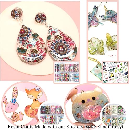 Miniatura 6 de Juego de calcomanías de transferencia de papel de aluminio, suministros de relleno de resina, 30 rollos de flores láser, retro bohemio, geometría de