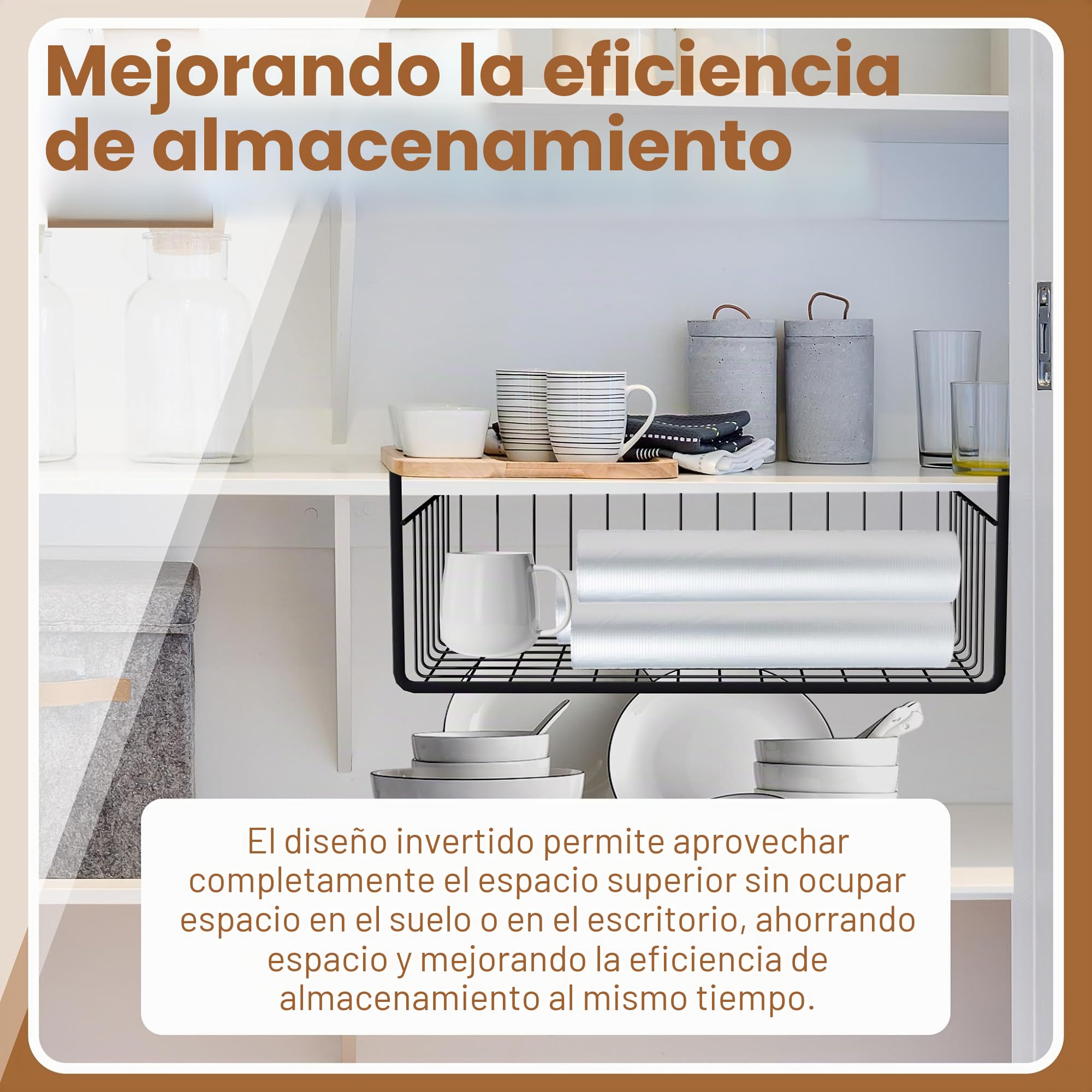 FIVMEN 2 Estantes Inferiores, Cesta Colgante de Metal, Cesta de Almacenamiento, Organizador para Cocina, Oficina, Despensa, Baño, Armario, 40 x 25 x 15 cm, Negro