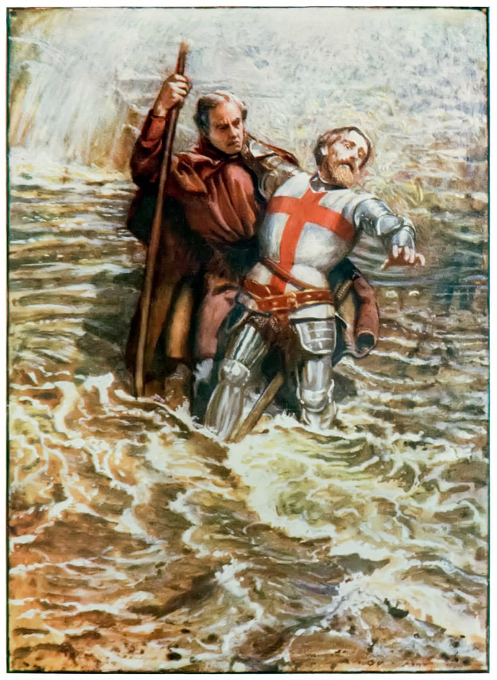 SERENDIPITP Abstract Painting Mural Print Picture Wall Decor Painting Hopeful Helps Christian to Cross the River From the Pilgrims Progress by Byam Liston Shaw for Home Decor 60x90cm