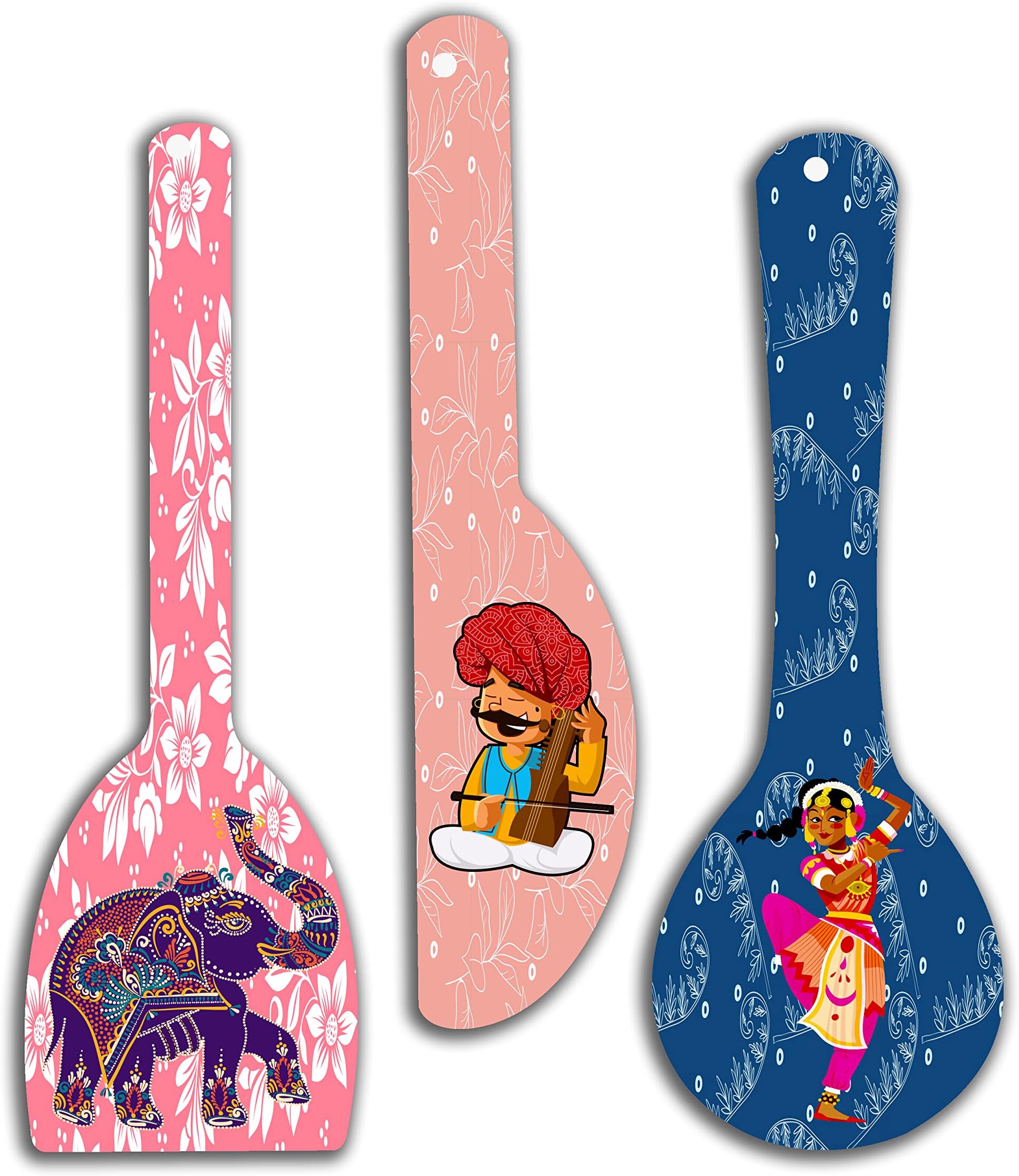 SAF paintings Rajasthani Culture Wooden Wall Hanger Spoons for Home | Office | Living Room | Gift | Modern Decoration Items | Kitchen Wall Decor | Home Decor Hanging Items WHC-S07