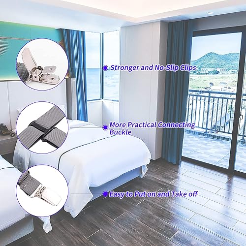 Miniatura 4 de Correas para sábanas bajeras, 4 clips resistentes para sábanas que mantienen las sábanas en su lugar, tirantes para sábanas, clips para sábanas
