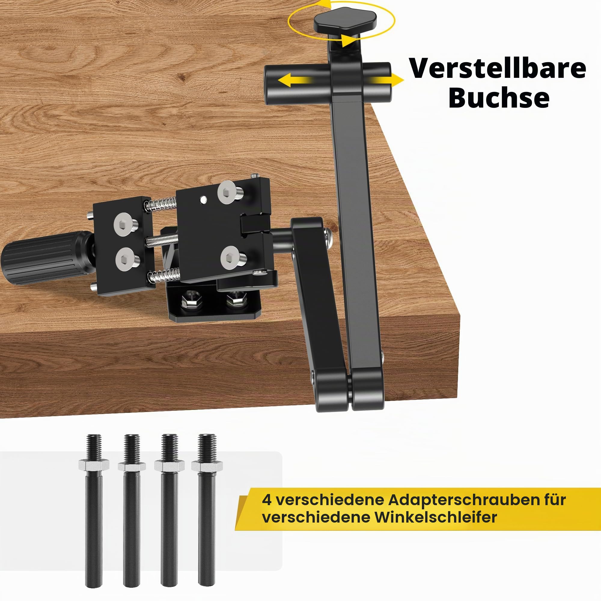 Rasenmäher Klingenschärfer 15°-45° Verstellbarer Rahmen mit Kugellager-Griff für Winkelschleifer Schwarz