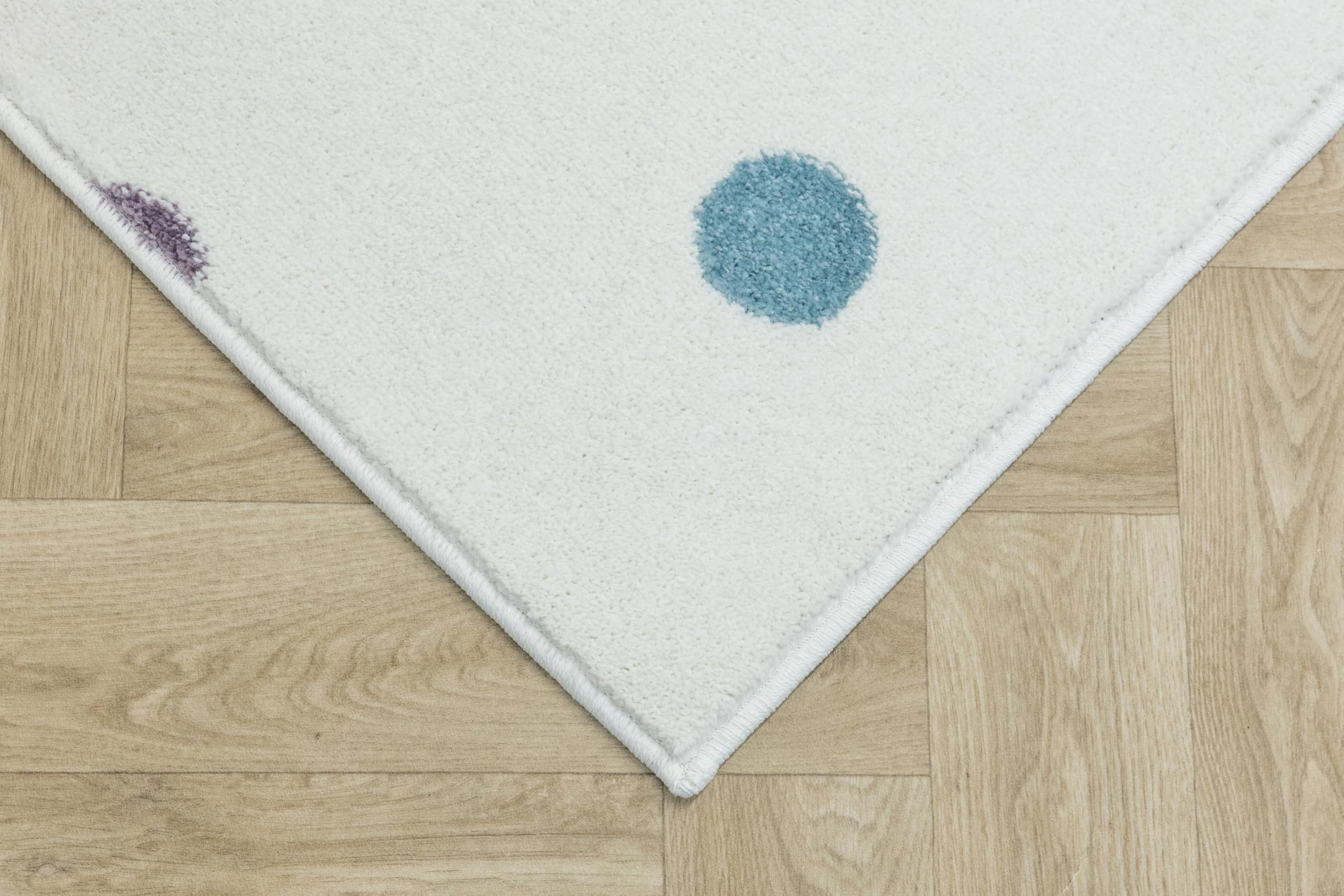 Lima rechteckig Kinder Teppich Pastell Cremig 200x300 cm | Kinderteppich Mädchen | Kinderzimmer Kurzflor Teppiche| Kids Carpet |Spielteppich Kinder Babyzimmer Tepich |gepunktetes Muster |
