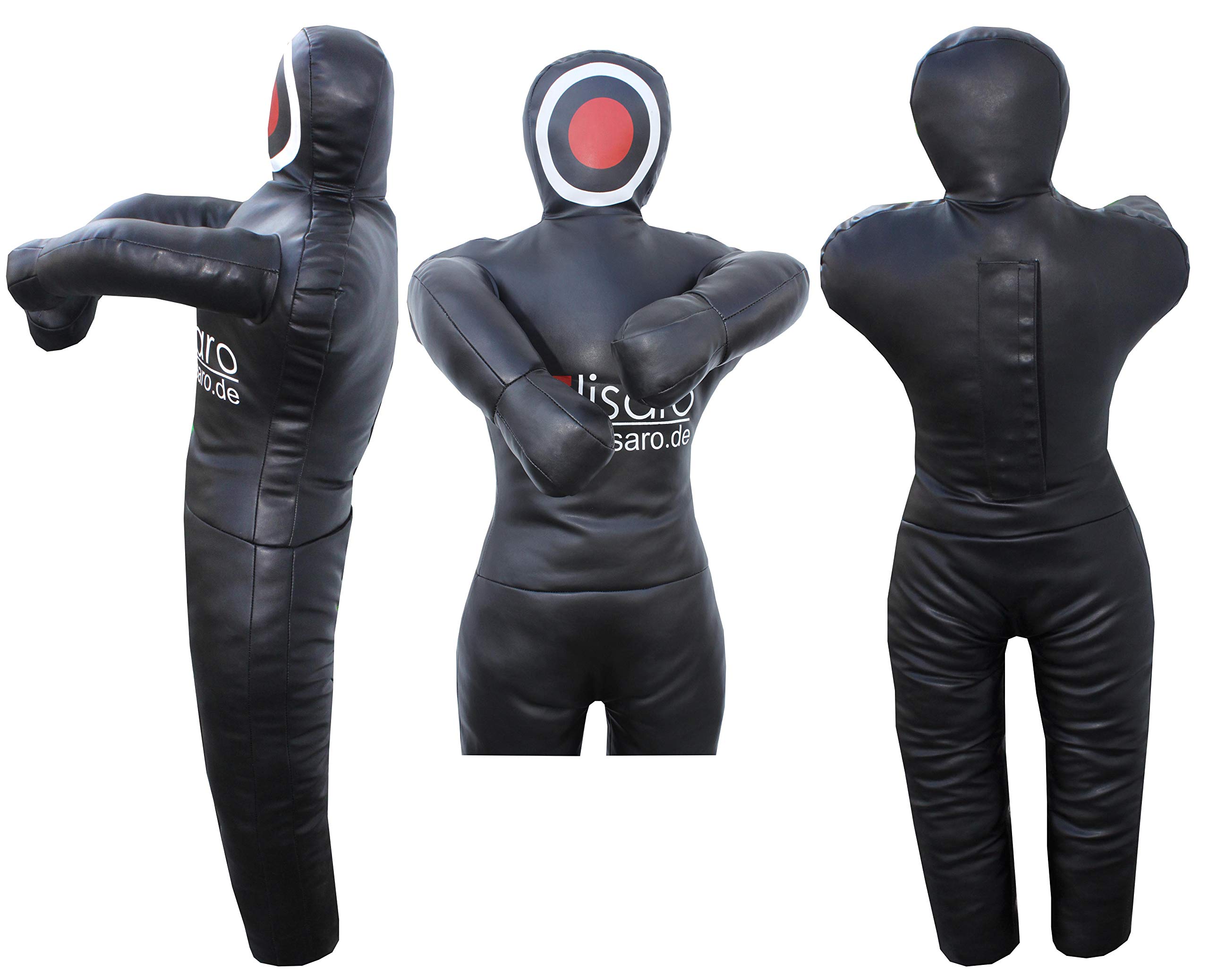 LISARO Wurfpuppe Ringerpuppe Judopuppe Ringerdummy Puppe Werfen Bodenkampf MMA Ringen aus Kunstleder GEFÜLLT Farbe: schwarz 160CM
