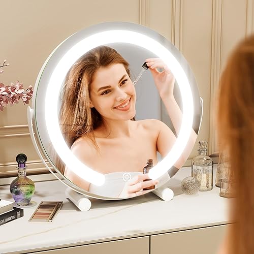 Miniatura 5 de Vierose Espejo de tocador de 13 pulgadas con luces, espejo de maquillaje LED para maquillaje de dormitorio, espejo iluminado con control táctil