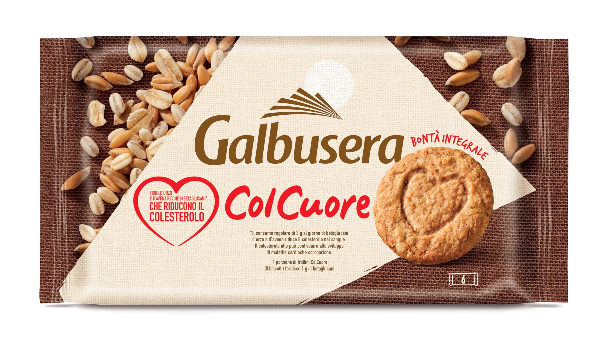 Galbusera Col Cuore, Galletas de Mantequilla 100% Integrales, Ricas en Fibra, 9x300 g