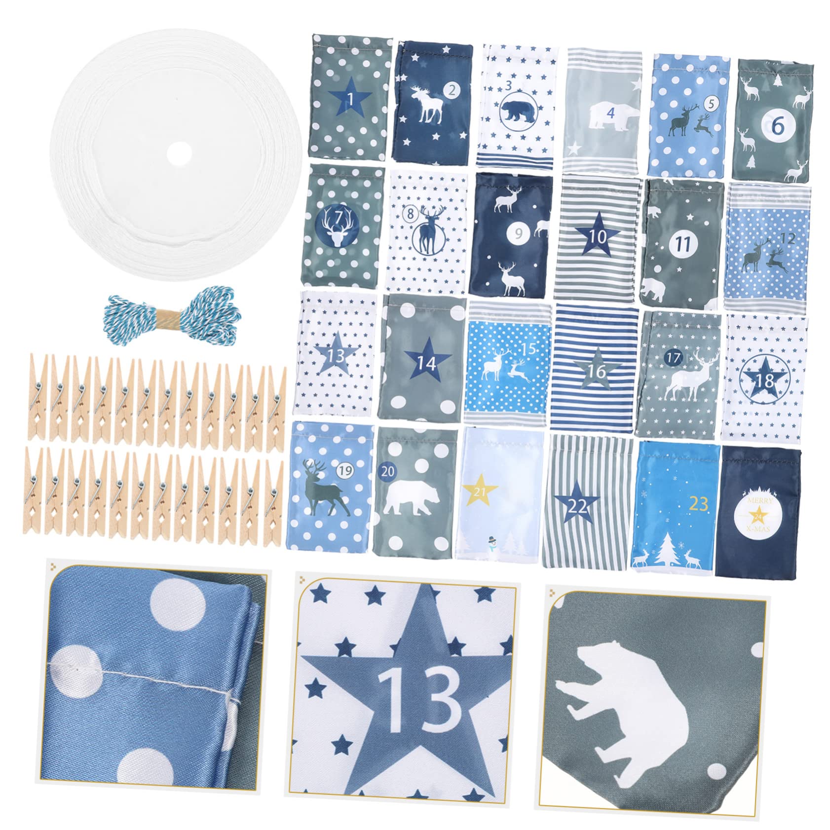 TOPBATHY 4 Juegos de Calendarios de Adviento Navideños Bolsas con Cordón para Dulces Decoración de Pared Única para Navidad Unidades X 4