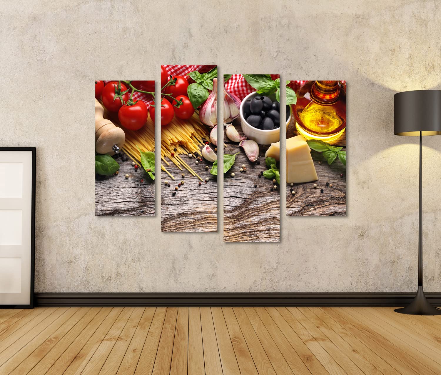 islandburner Stampa su tela Verdure erbe spezie alimenti italiani ingredienti in legno Immagini murali poster