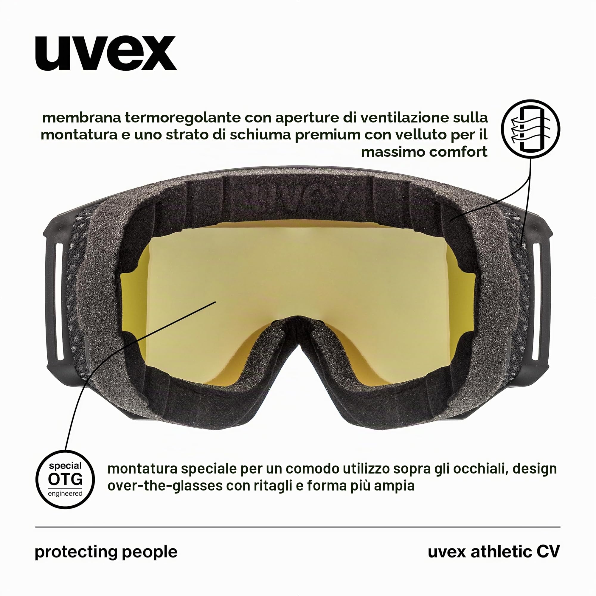 Uvex Uvex Athletic Cv maschera da sci Unisex - Adulto (Pacco da 1)