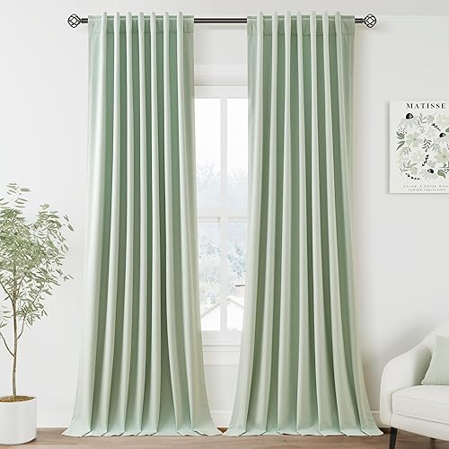 Nanspring Cortinas opacas con textura de lino de 90 pulgadas de largo, juego de 2 paneles con aislamiento térmico, cortinas de dormitorio con
