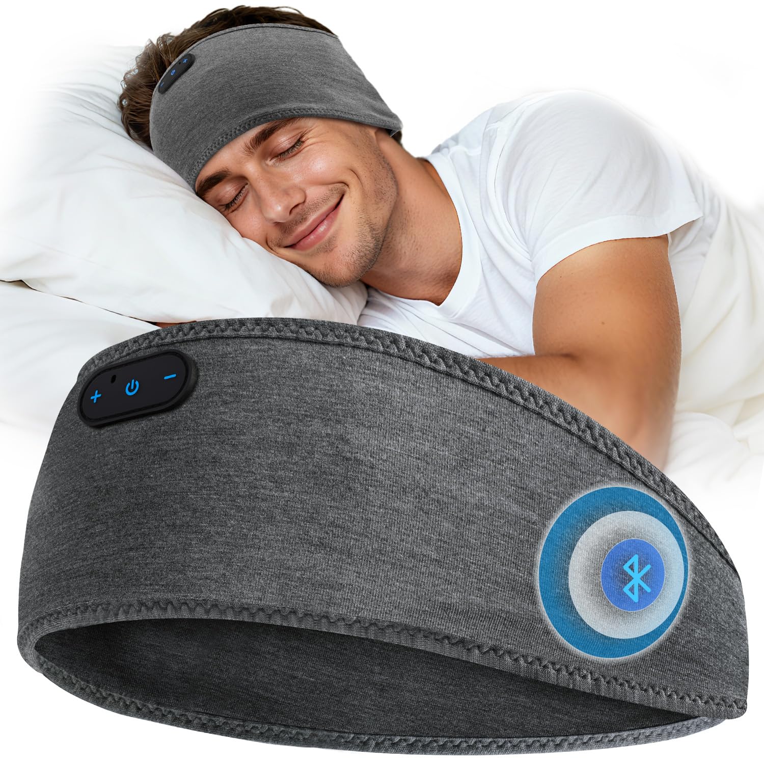 LC-dolida Schlafkopfhörer Bluetooth Kopfhörer Stirnband,Ultraweiche Bettkopfhörer Schlaf Stirnband aus Bambusfaser mit Lautsprechern,Leichtes Schlafmusik Kopfband für Reisen/Meditation/Yoga/Hörbücher