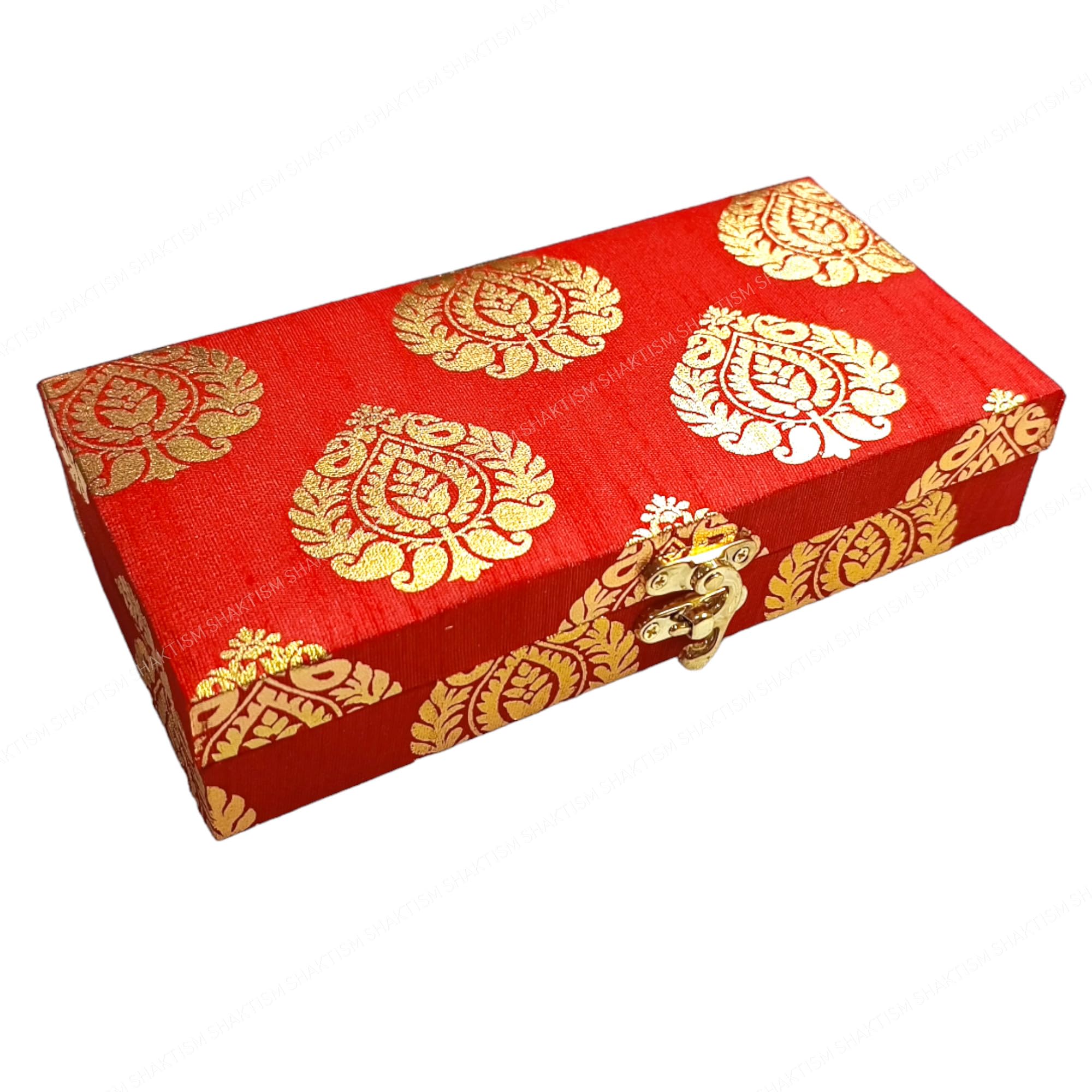 SHAKTISM Decorative and Attractive Box Cash Box, Shagun Box, Jewellery Box, Money Box Envelop Wedding, Gift Box, Bangel box Pann Patta Design (Pack of 1Pc) (Red)