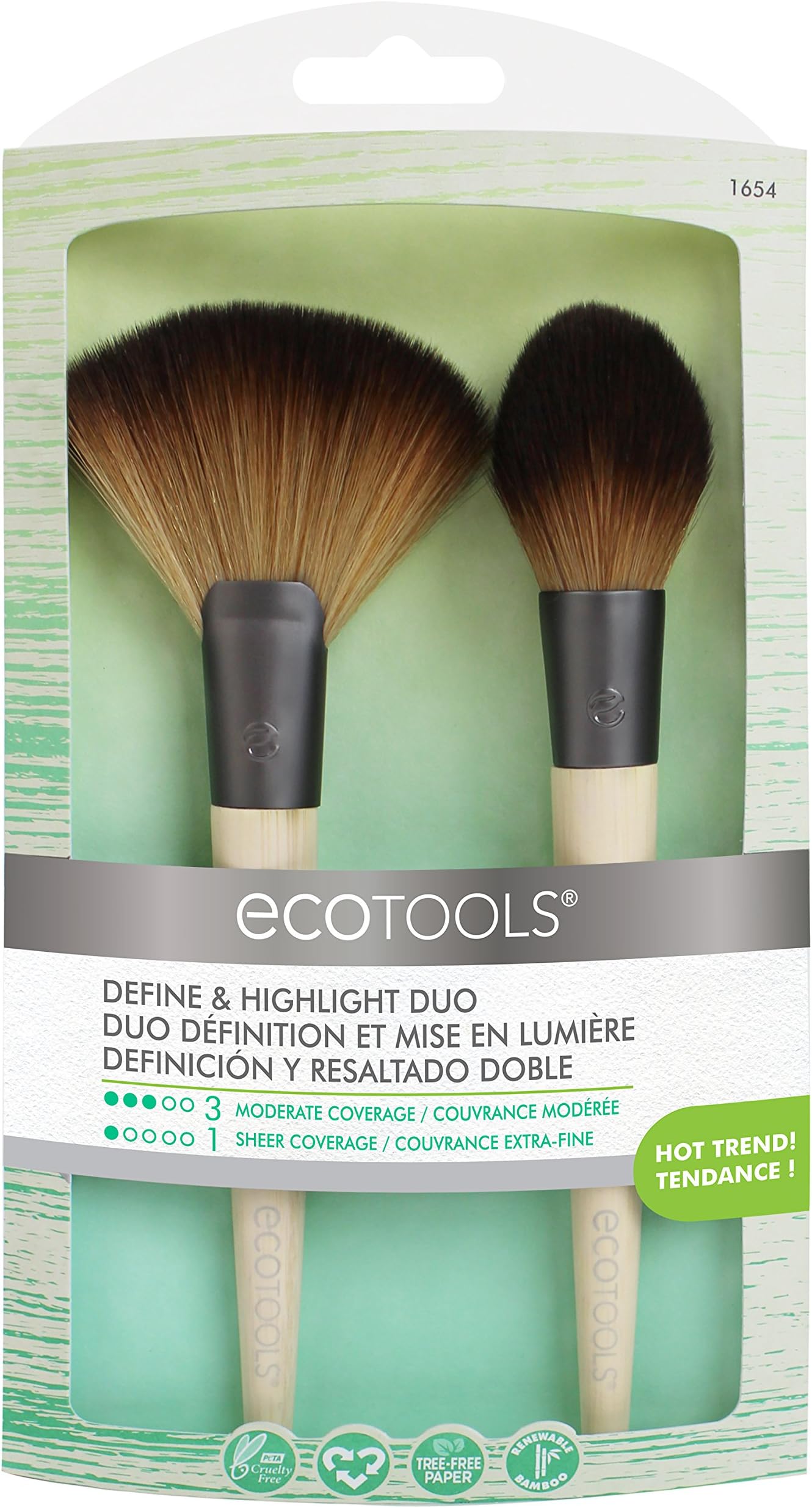 EcoTools Define & Highlight Duo, Makeup Brush Set for Powder, Bronzer, & Highlighter