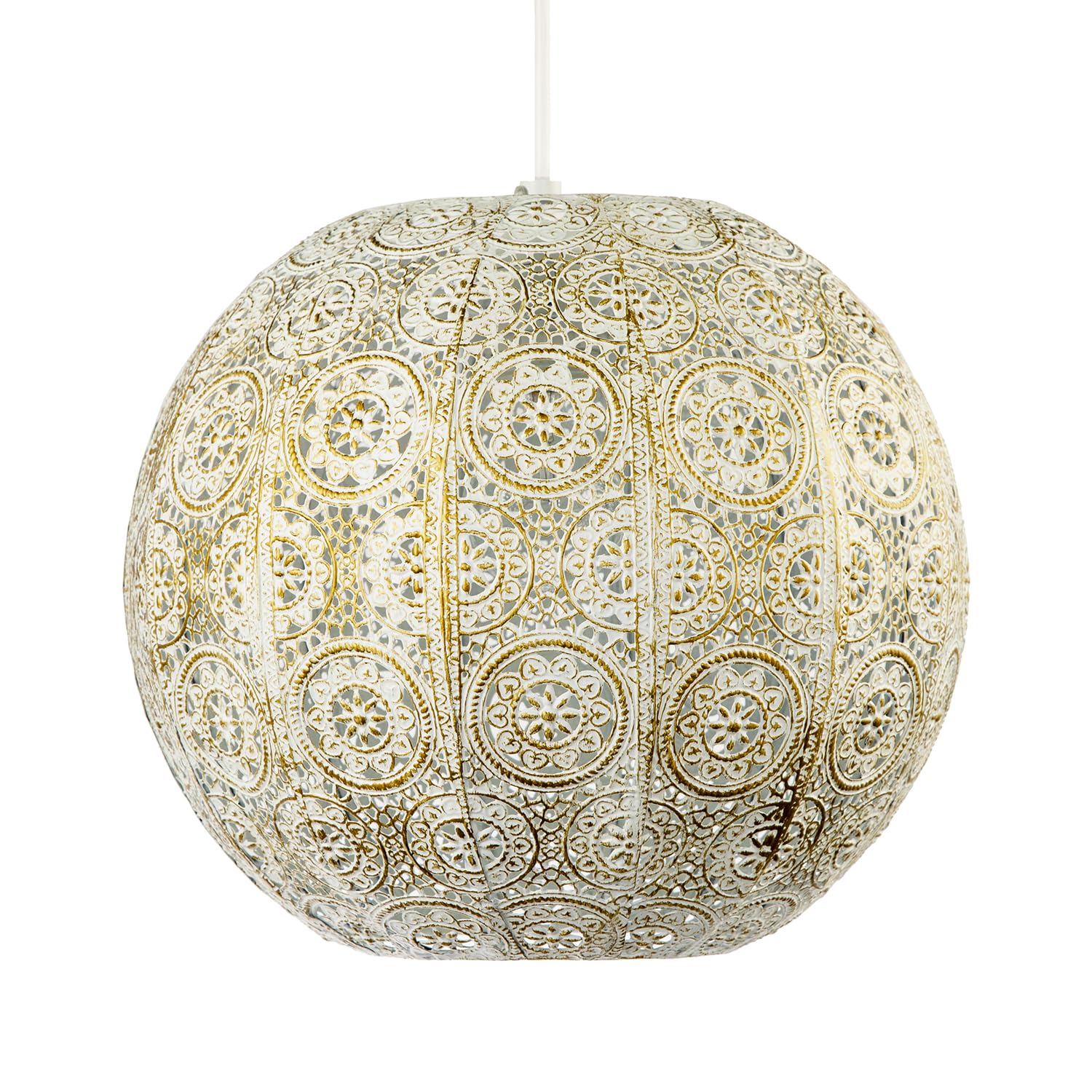 Spherical Vintage Moroccan Pendant Lamp Shade in Brushed Cream Gold by Happy ...