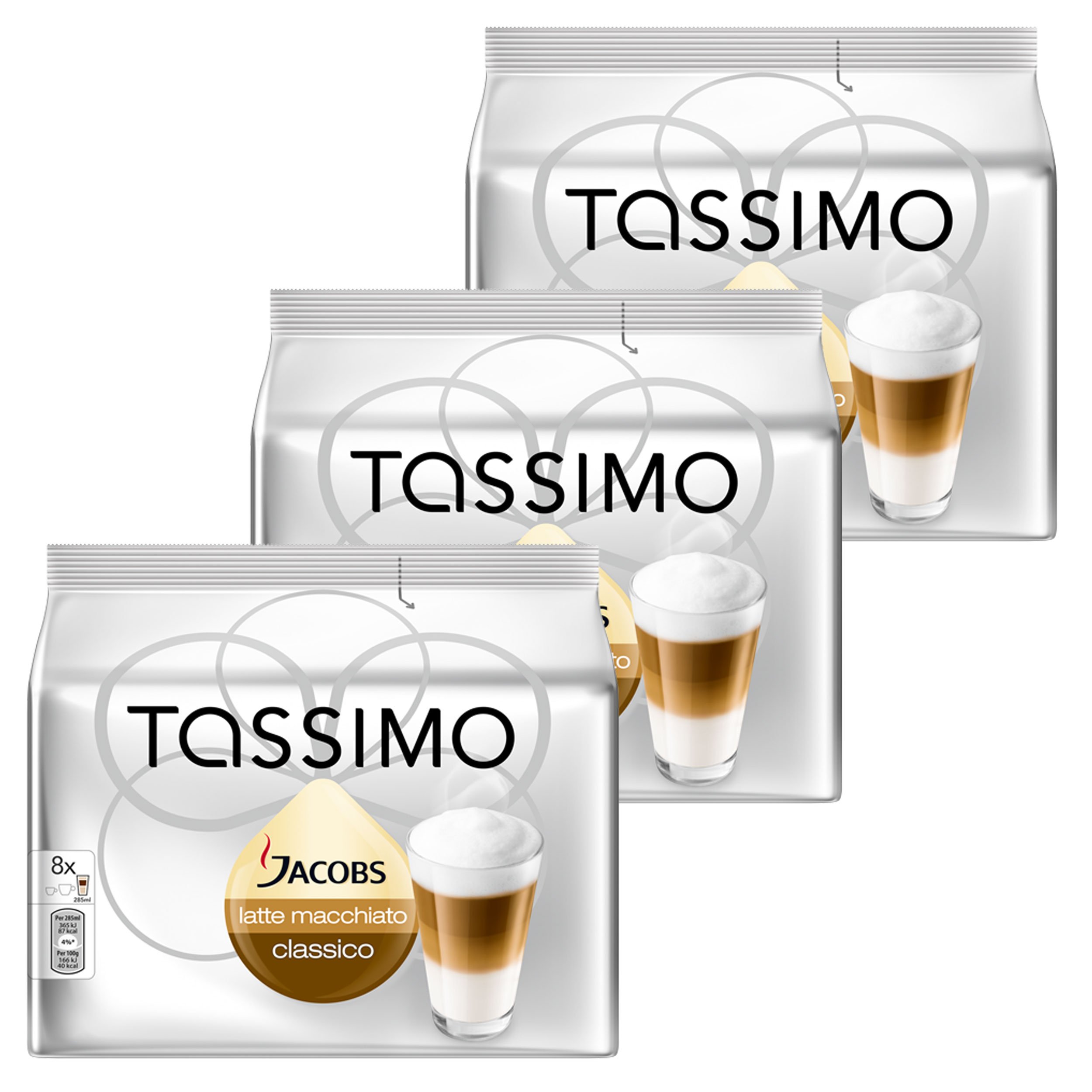 Tassimo Jacobs Latte Macchiato, Pack of 3, x 16 T-Discs (24 Servings)