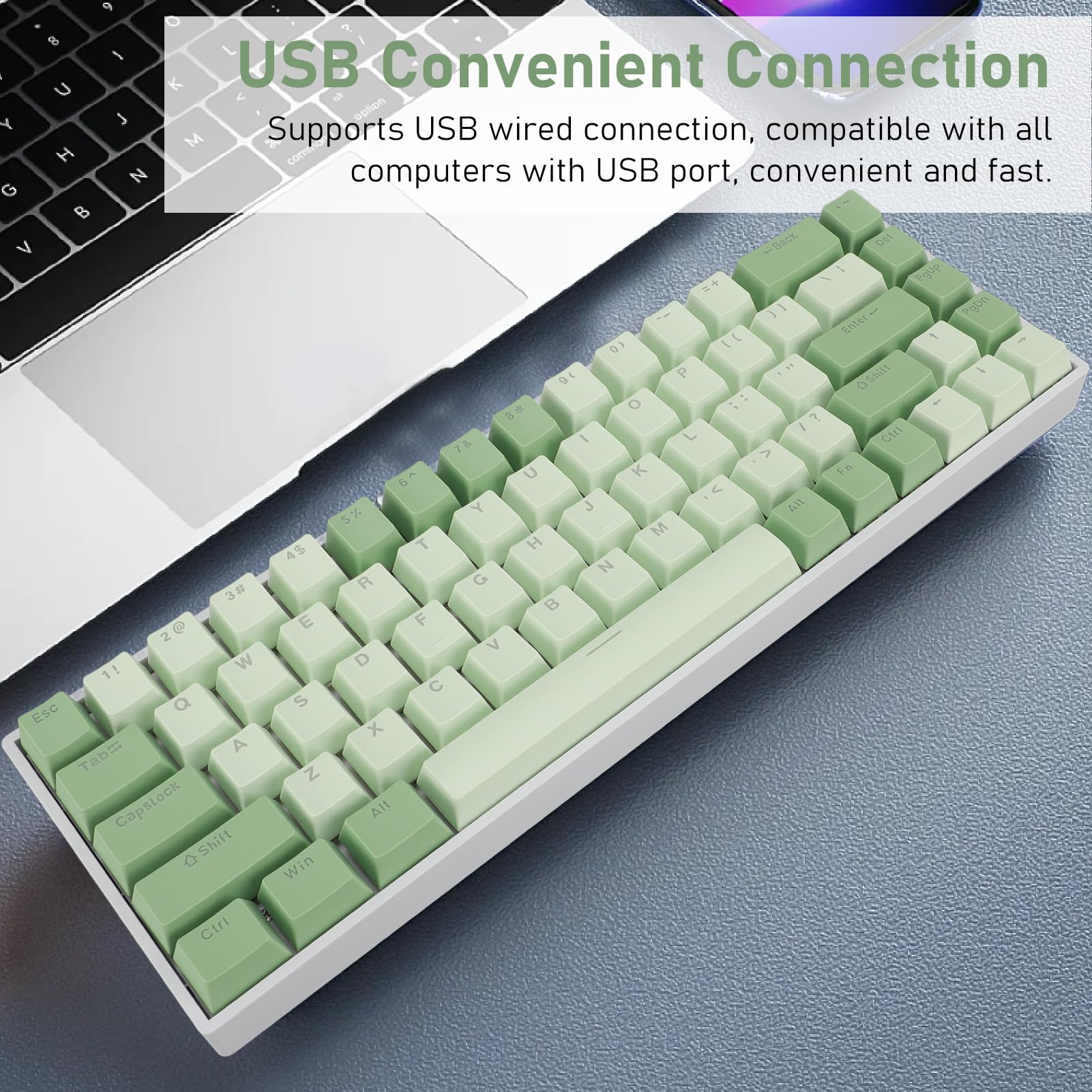 Klawiatura Mechaniczna, 68 Klawiszy Klawiatura do Gier z Czerwonym Przełącznikiem Hot Swap z Podświetleniem RGB, Przenośna Przewodowa USB o Układzie 60% do Laptopa PC
