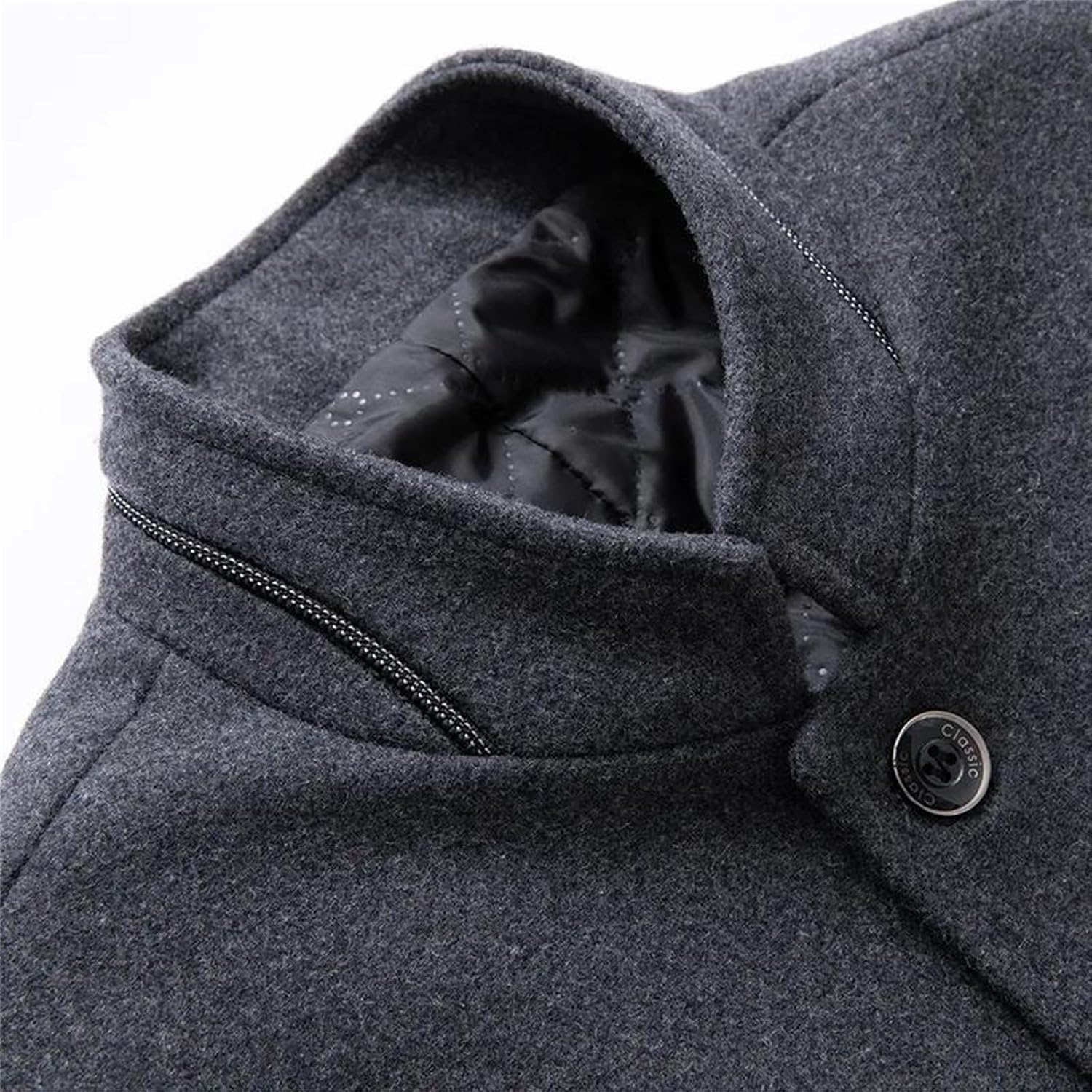 Men’S Winter Stand-Up Collar Wool Blend Trench Coat – Business Casual Blazer Jackets Overcoat For Men