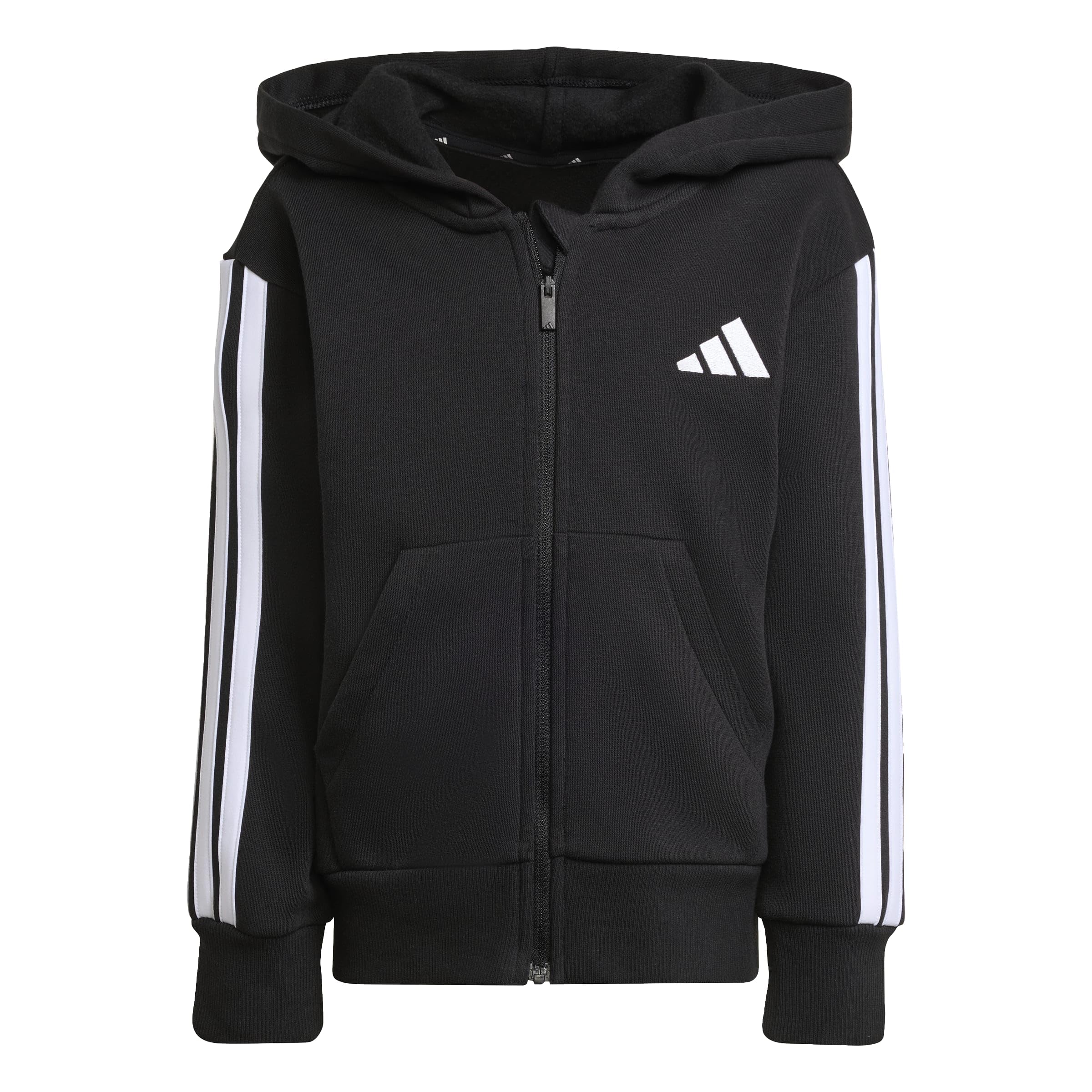 adidas Unisex Kids Essentials Full Zip Hoodie Sweatshirt, black/white, 6-7 Years