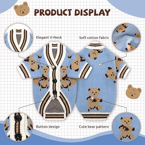 Miniatura 3 de Suéteres para perros pequeños, ropa de punto con oso lindo para perros pequeños y medianos, trajes suaves para mascotas, cachorros, gatos, trajes de