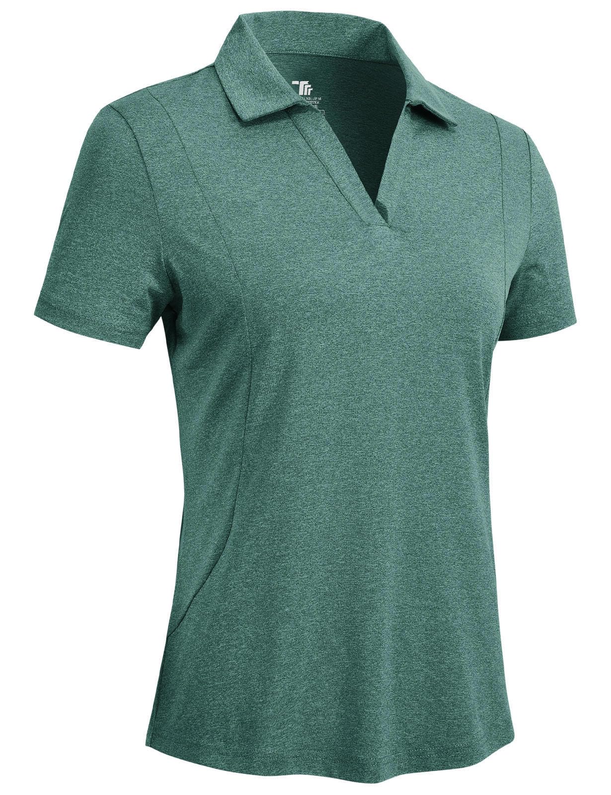 Rdruko Poloshirt Damen Kurzarm Tshirt Sommer V Ausschnitt Schnelltrocknend Sportshirt Fitness Leicht Laufshirt Golf Tennis Polohemd