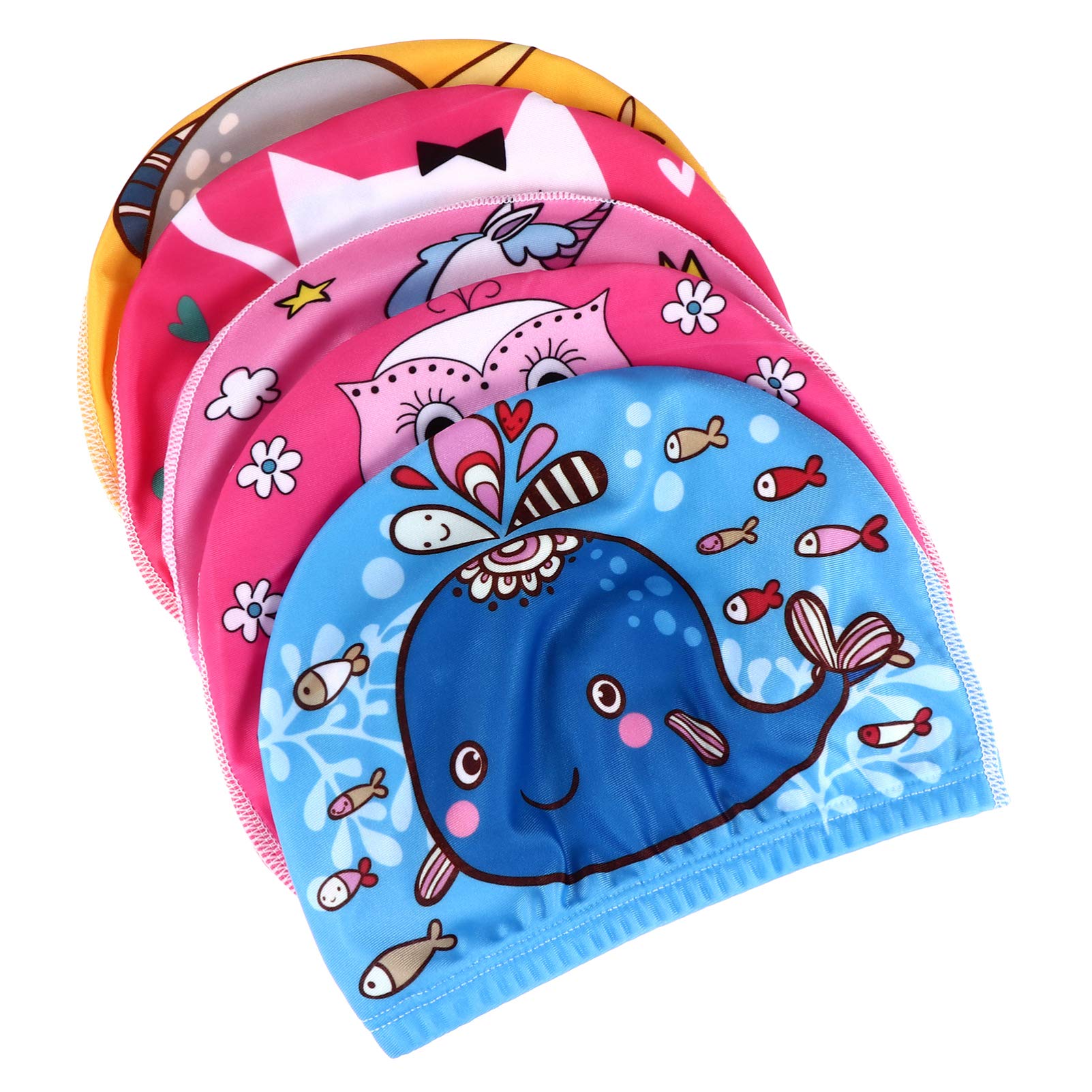 VORCOOL 10 Pz Donne Testa Delicato Confortevole Stampa Premium Adorabile Nuoto Acqua Nuotata Ragazze Cappello Lungo Orecchie Modello Bambini Berretto Multifunzionale Scatola di Copertura