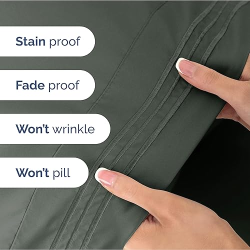 Vista 1836 de Juego de sábanas de 4 piezas tamaño king, extrasuaves, transpirables y refrescantes con esquinas profundas, sábanas de fácil ajuste y sin arrugas