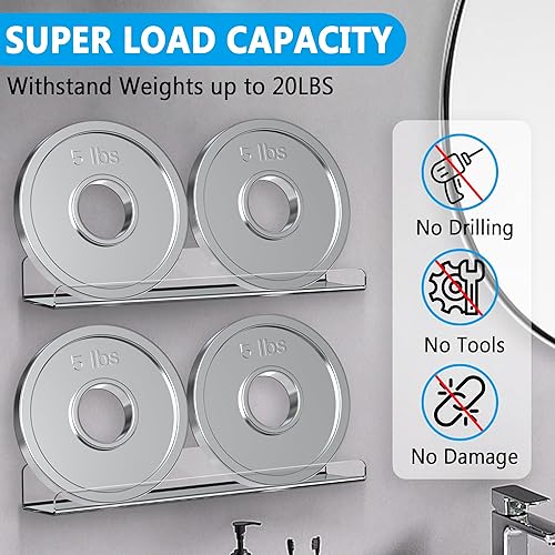 Miniatura 3 de Estante de ducha de 3 unidades, estantes de ducha transparentes de acrílico, organizador de ducha autoadhesivo transparente para almacenamiento de