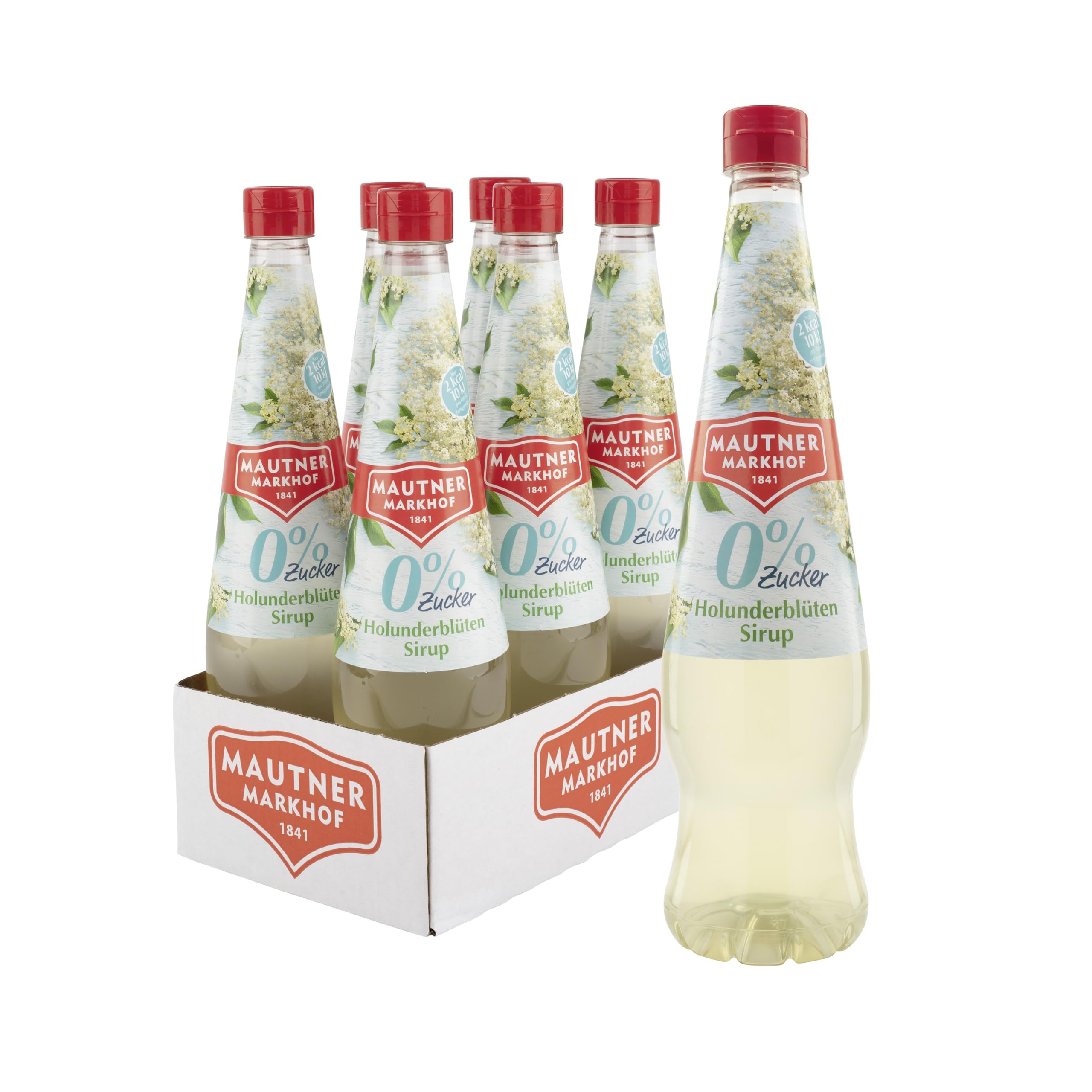 Mautner Markhof Sirup Holunderblüte 0 % Zucker – 6 x 700 ml – zuckerfreier Holunder-Sirup für Getränke & Cocktails