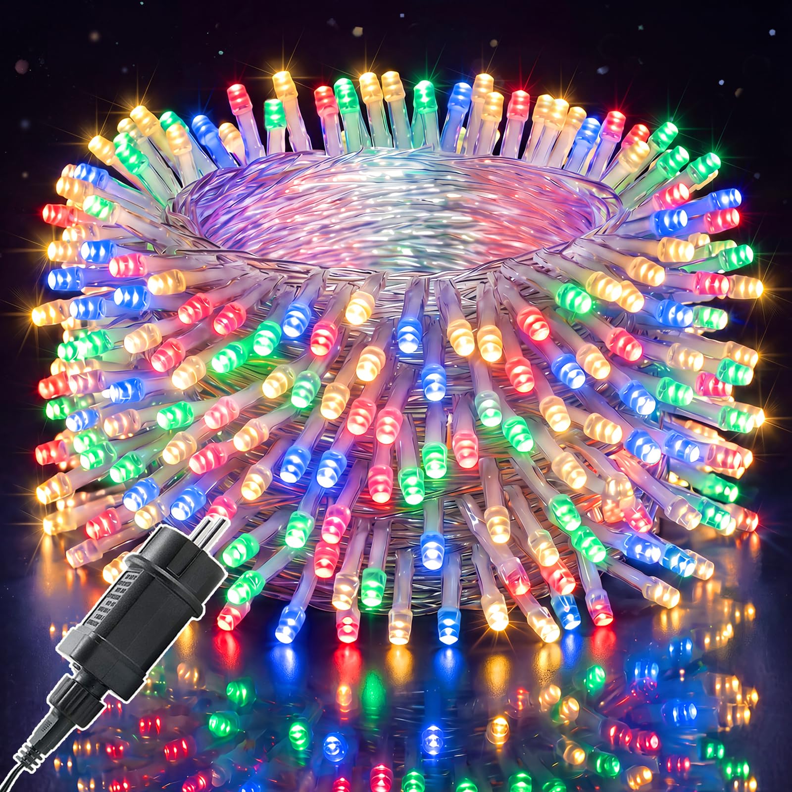 Catena luminosa per interni ed esterni 100m 800 LED, 31 V con timer, 8 modalità, funzione di memoria, impermeabile IP44, lucine per decorazioni natalizie, Giardino, Stanza, bianco freddo