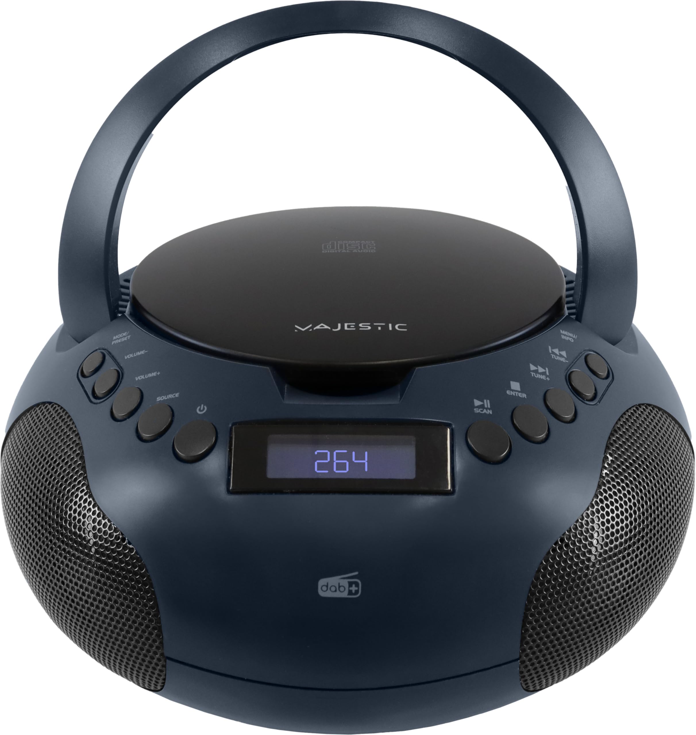 Majestic AH 264 DAB - Boom Box Portatile con Lettore CD, Radio DAB e FM, Ingresso AUX-IN, Nero
