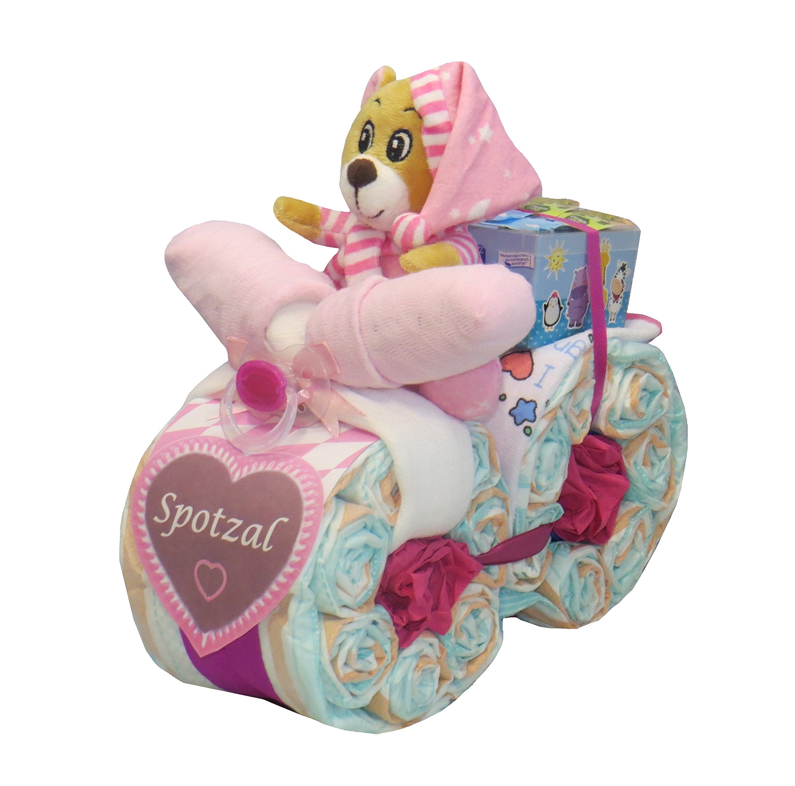 Windeltorte | Windelmotorrad Spotzal | Windelgeschenk Mädchen