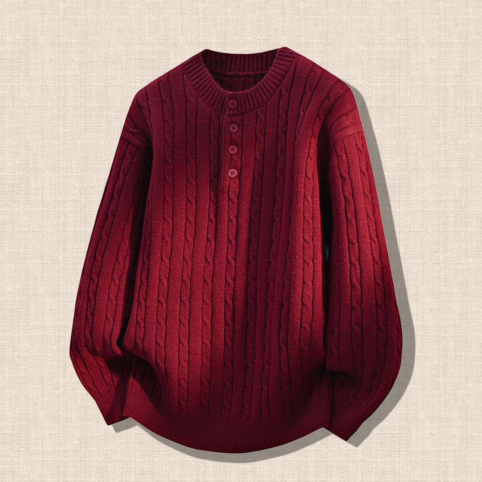 Suéter de punto grueso, abrigo de cuello redondo de moda, jersey de gran tamaño, suave, cálido, mezcla de invierno, ropa informal cómoda.