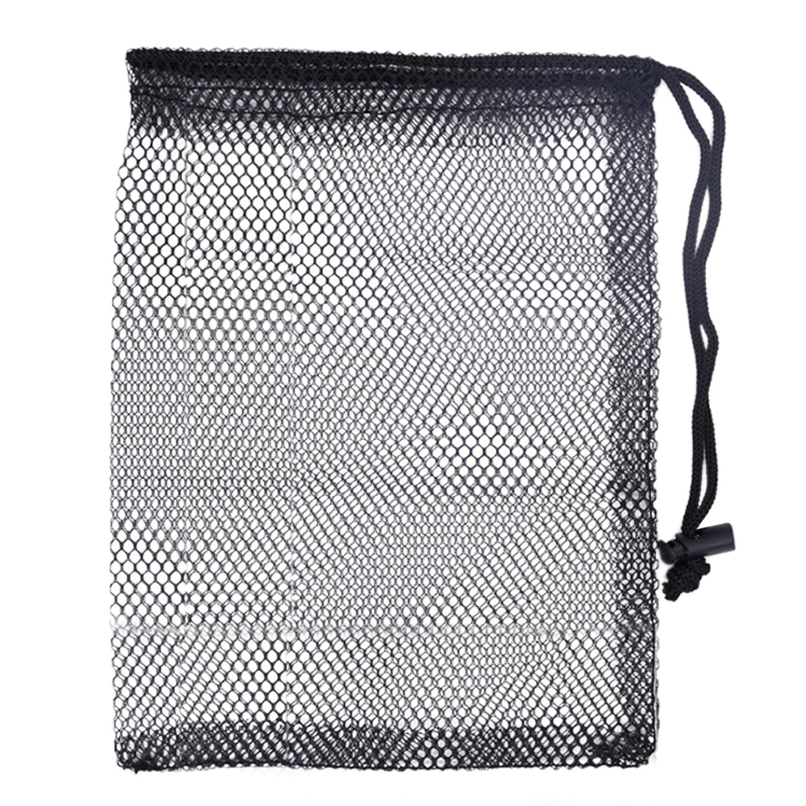 Sac de balle de golf noir en maille nylon solide et légère avec cordon de serrage