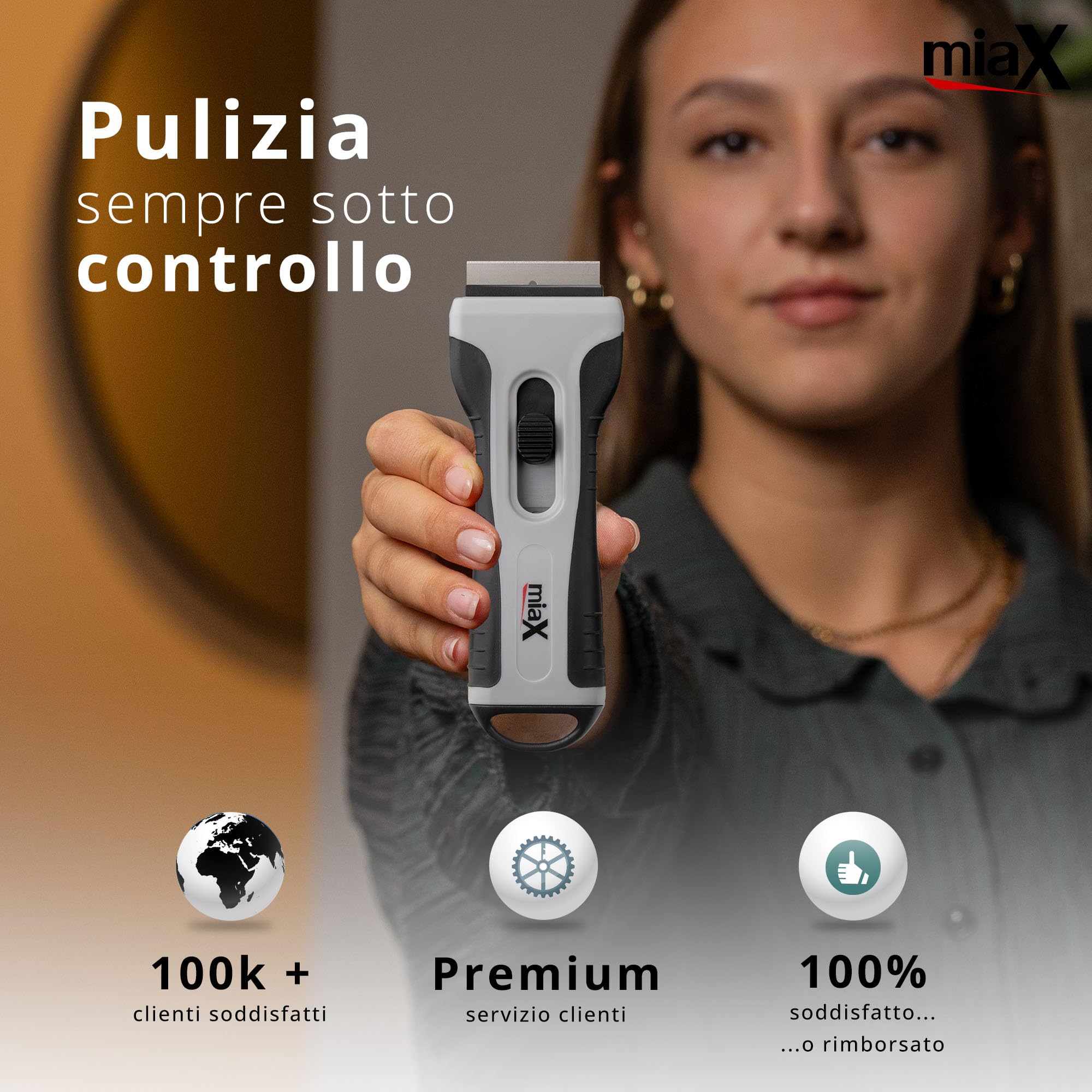 Raschietto Per Vetroceramica MiaX - Con Lame Di Ricambio Integrate, Pulizia Senza Graffi - Foto 7