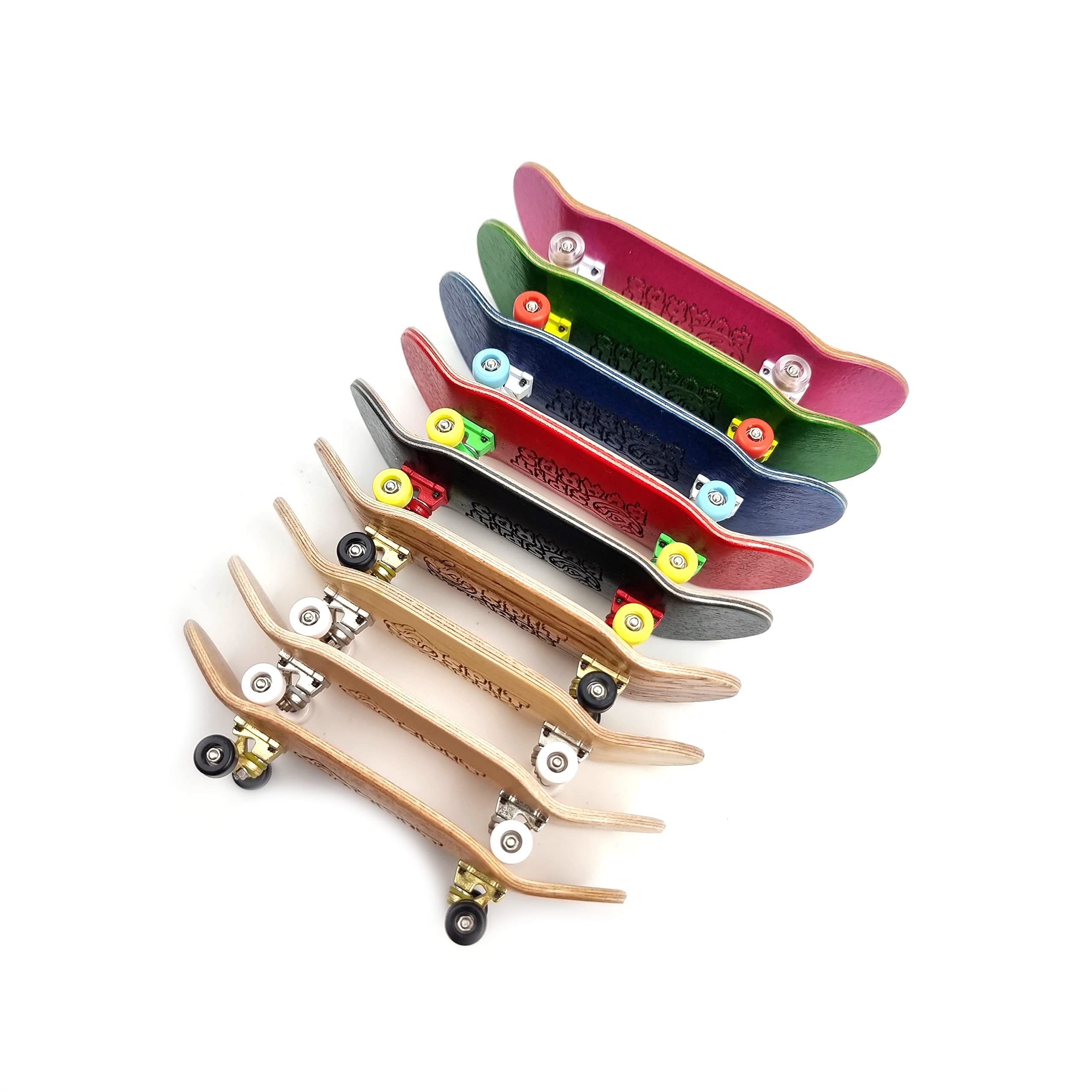 SPITBOARDS 32 mm fingerboard Complete Real Wood Set-Up (wstępnie zmontowane, 5 warstw), ciężarówki z nakrętkami blokującymi, kółkami do łożyska, taśma piankowa
