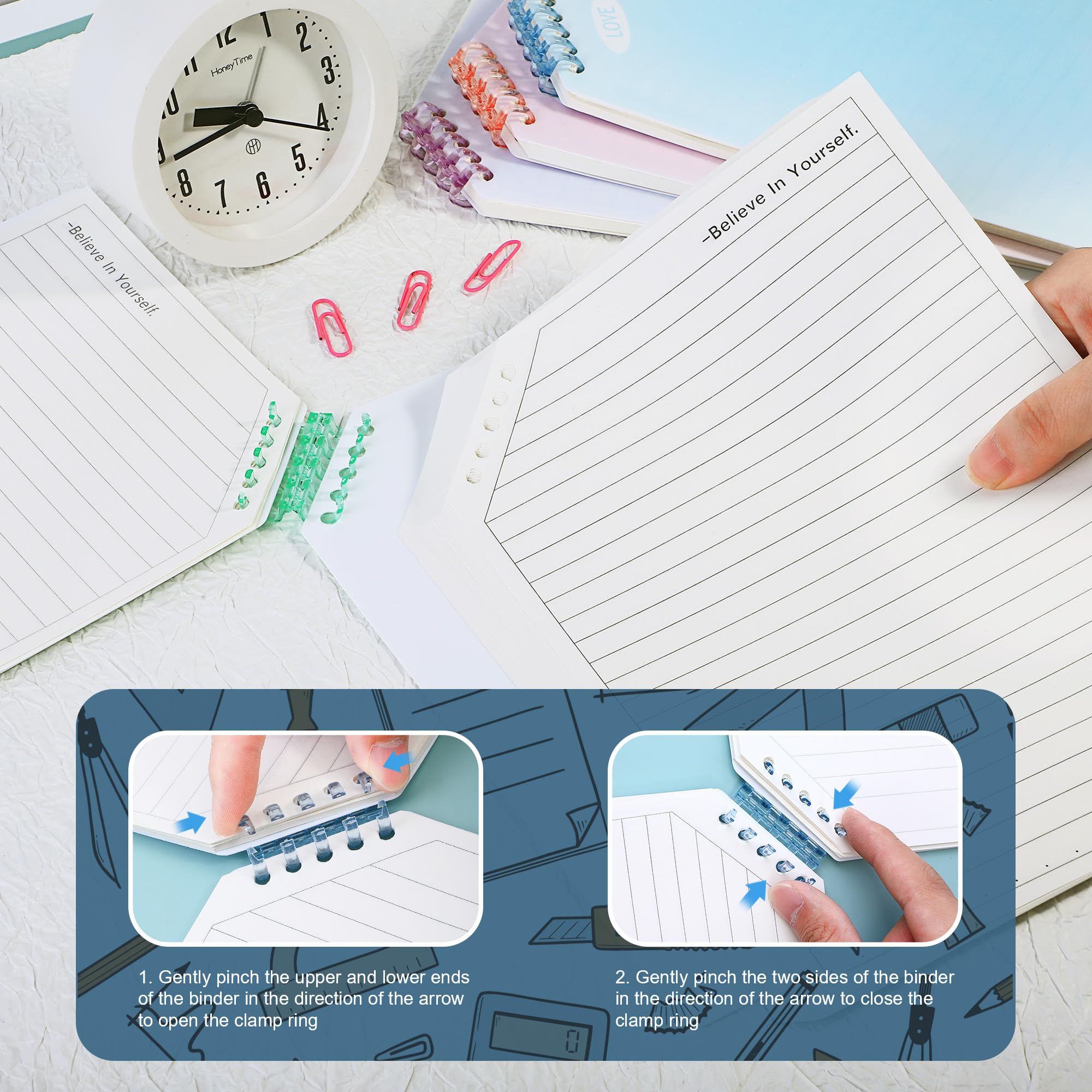 miikoul Paquete de 4 cuadernos en espiral B5, diarios de cubierta de plástico impermeable para escribir, 9.8 x 6.9 pulgadas, 60 hojas/120 páginas de rayas anchas, cuadernos forrados en espiral a