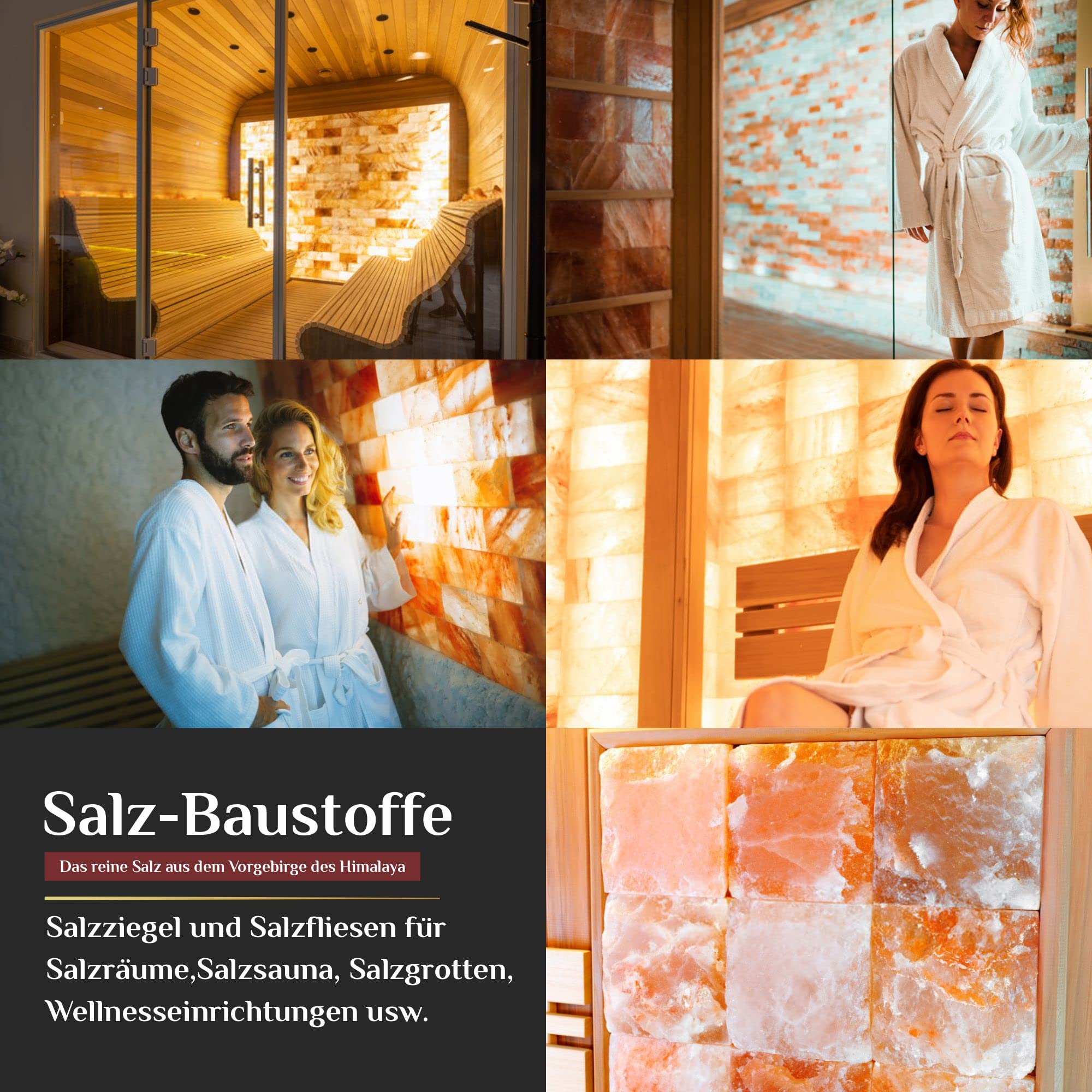 SalNatural Salzfliese aus Kristallsalz. 20x10x2.5 cm Salzstein für Sauna, Salzräume, Salzgrotten. Beleuchtete Salzwand im Wellness- und Wohnbereich,Sauna & Infrarotkabinen (20)