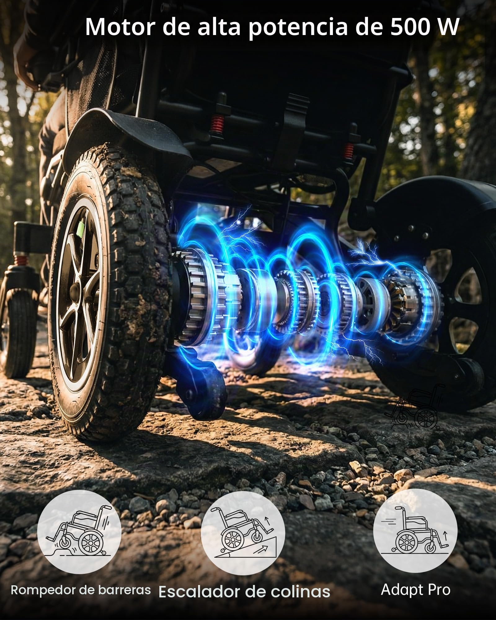 Silla de Ruedas Eléctrica Plegable 182 kg, Autonomía 48 km, Silla de Ruedas Eléctrica con Batería 25 Ah, SSilla de Ruedas Eléctrica para Adultos con Ruedas Inflables 32 cm para Exterior/Compras