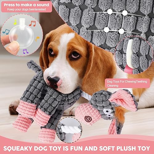 Miniatura 4 de Paquete de 3 juguetes chirriantes para perros para aburrimiento y estimulantes animales de peluche para cachorros pequeños a medianos, lindo relleno
