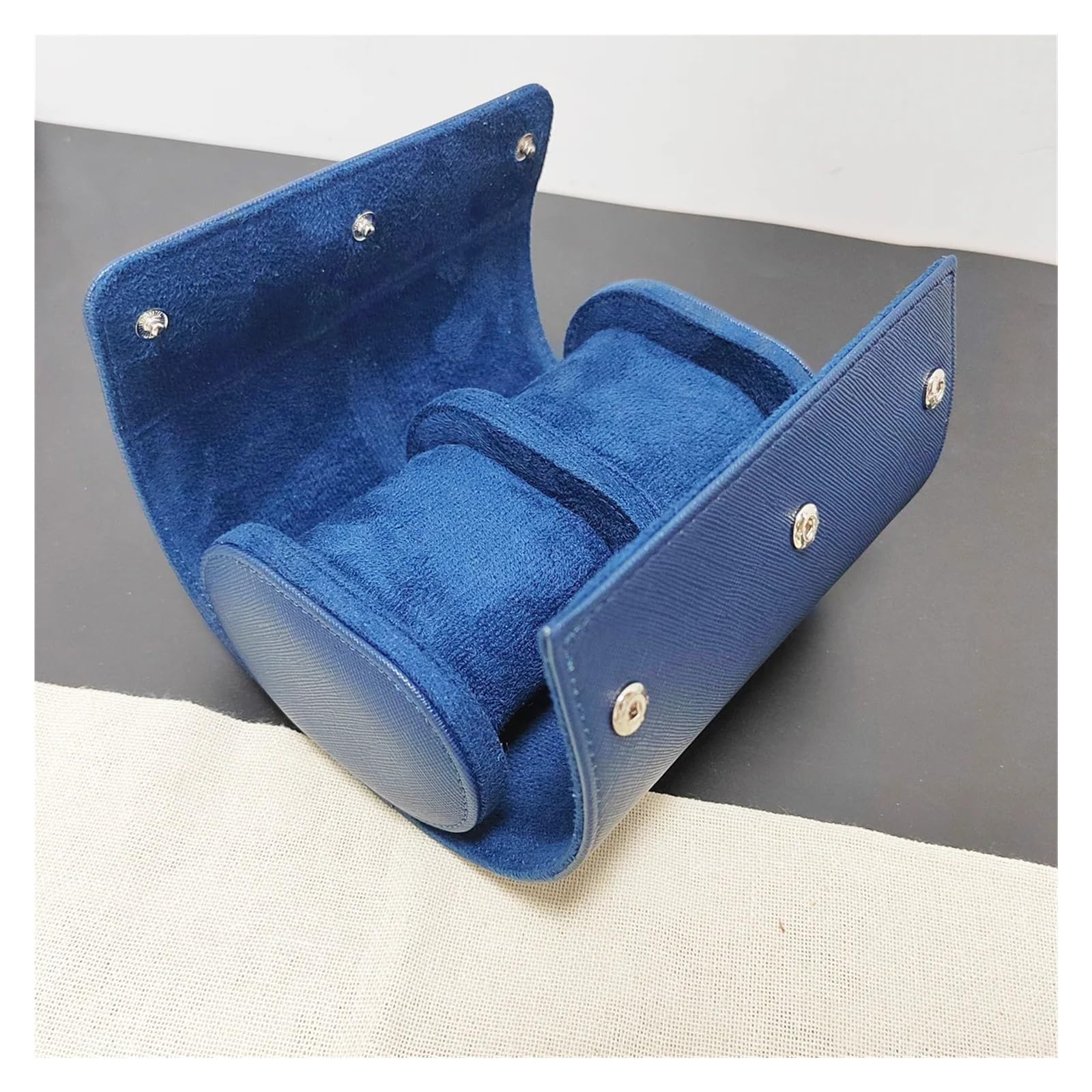 Uhrenrollen-Reiseetui mit 1/2/3 Fächern, tragbare Uhrenaufbewahrungsbox aus Vintage-Leder ein- und ausschiebbaren Uhrenorganizern zur Aufbewahrung von Uhren(2-Slot Blue)