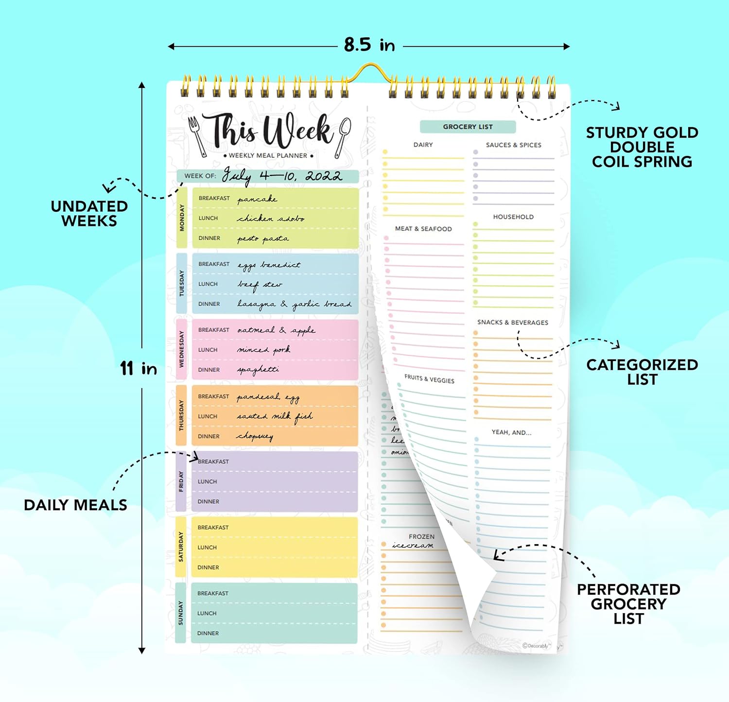 Decorably Magnetic Weekly Meal Planner