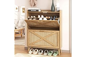 Maupvit Large Shoe Cabinet with Flip Drawers