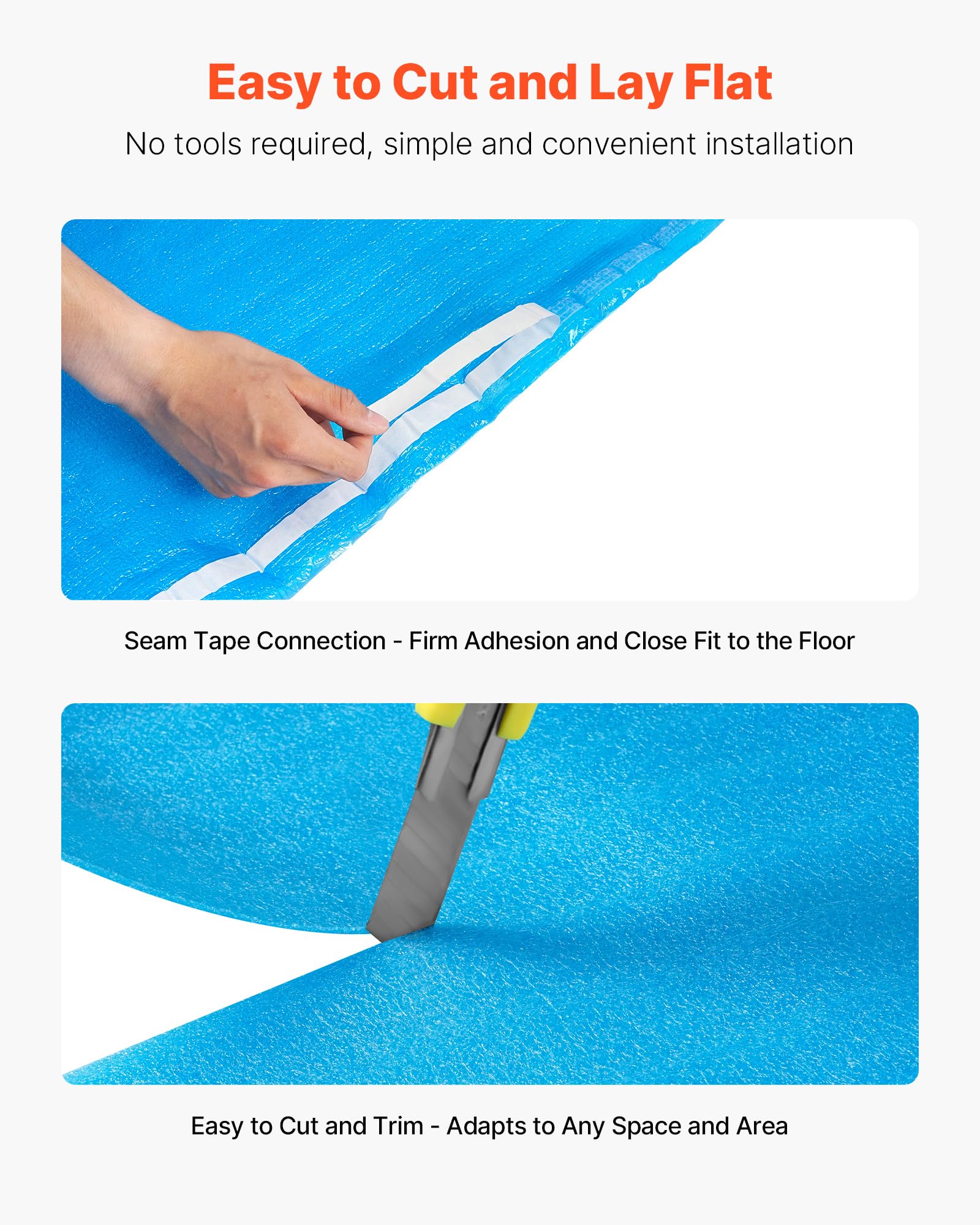 VEVOR Sous Couche Parquet, 27,9 m², Sous-couche Isolante 3 PCS x 9,3 m², 2 mm, Mousse EPE, Film PE Imperméable, Insonorisation Anti-humidité, Protection Infiltration, pour Sols Stratifiés, Parquets