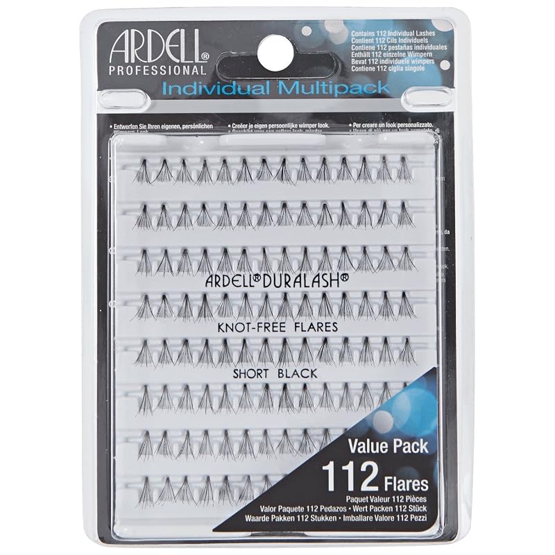 Cílios postiços individuais Ardell Knot-Free Short Black, pacote com 112 unidades
