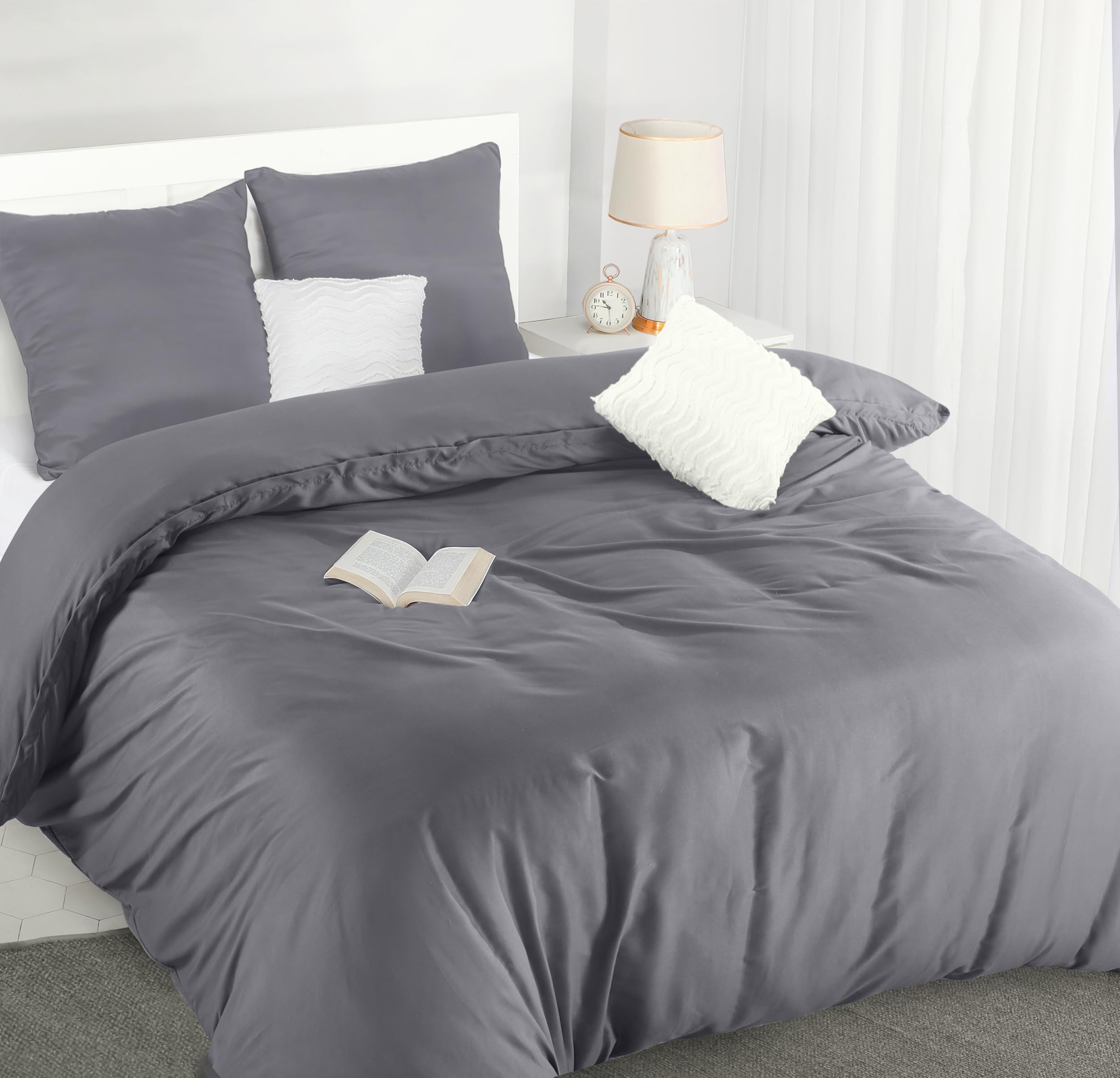 Utopia Bedding Funda Nordica Cama 180 - Microfibra Juego de Funda Nordica 240x260 cm y 2 Fundas de Almohada 65x65 cm (Gris) OEKO-TEX STANDARD 100