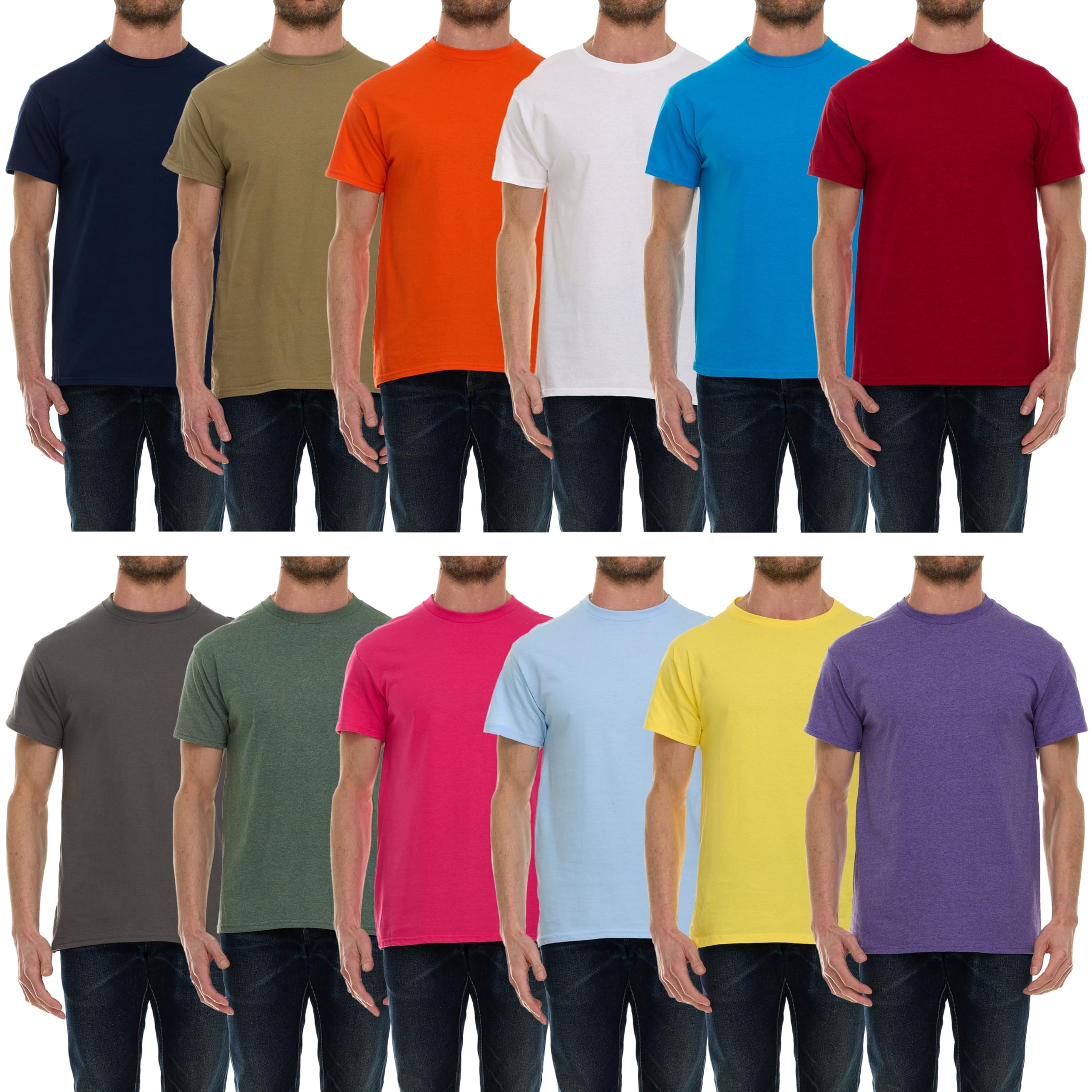 SOCKS'NBULK36 Pack Mens Cotton T-Shirts Crew Neck Short Sleeve Tees Mix Colors